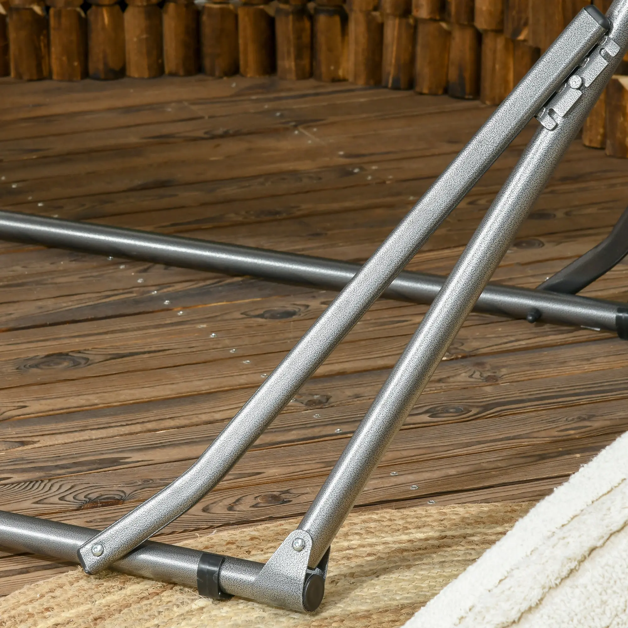 Folding Garden Hammock Clothesline Stand with Curved Metal Epoxy Stand 1 Seater max Load 120 kg dim. 270L x 100W x 94H cm