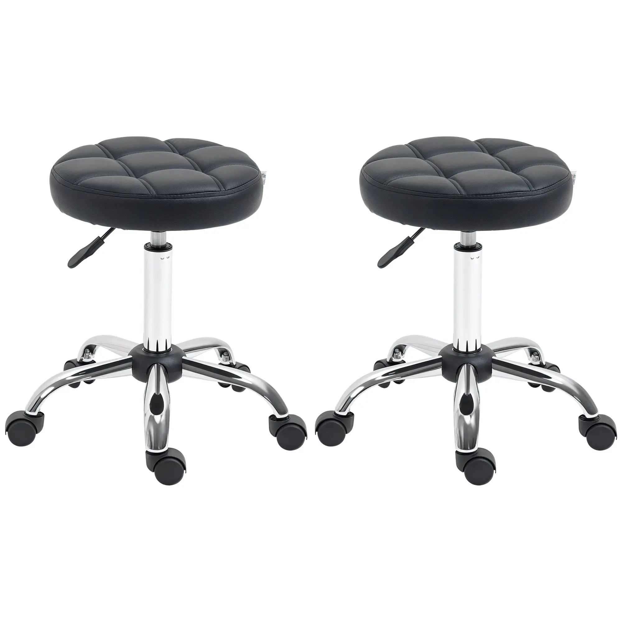 Set of 2 Swivel Stools Adjustable Height, Swivel Stool 48-63 cm, Work Stool 360° Rotatable, Office Stool for Office, Salon, Massage, Spa, Black