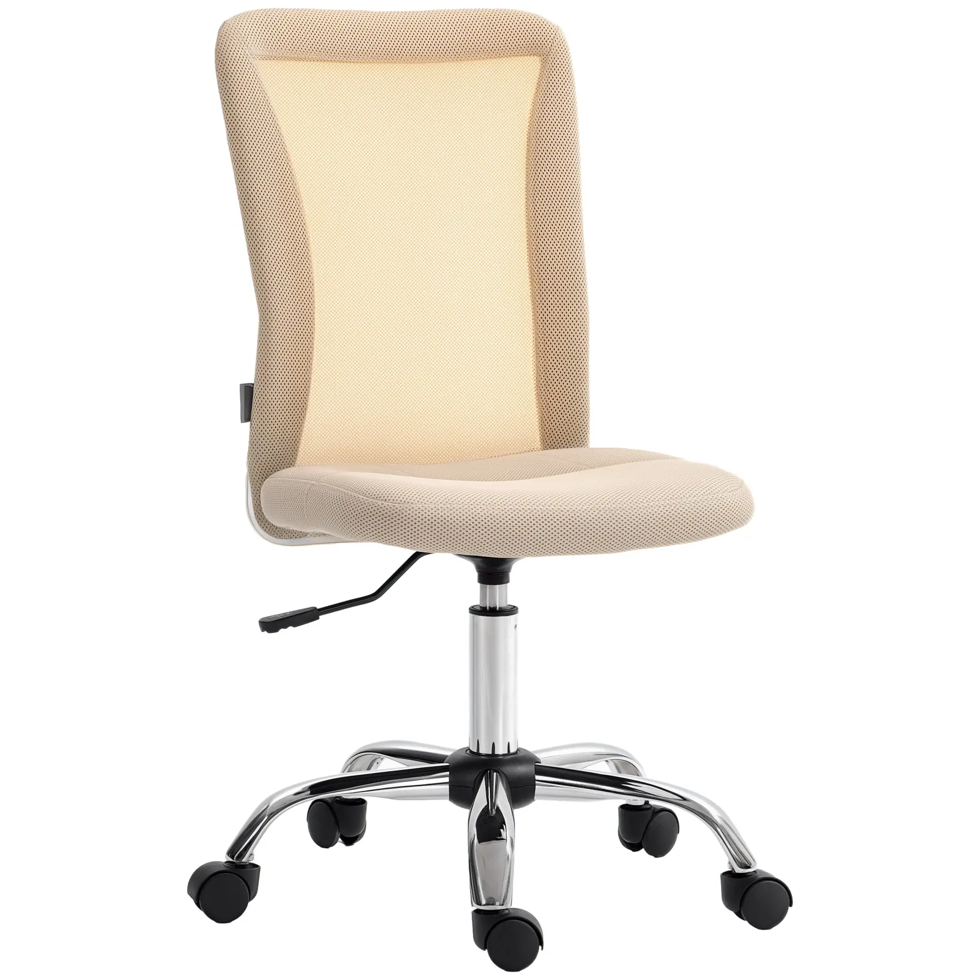 Mesh Office Chair Armless Swivel Desk Chair with Adjustable Height 220 lbs Capacity for Study Office 43x58x90-100 cm Beige