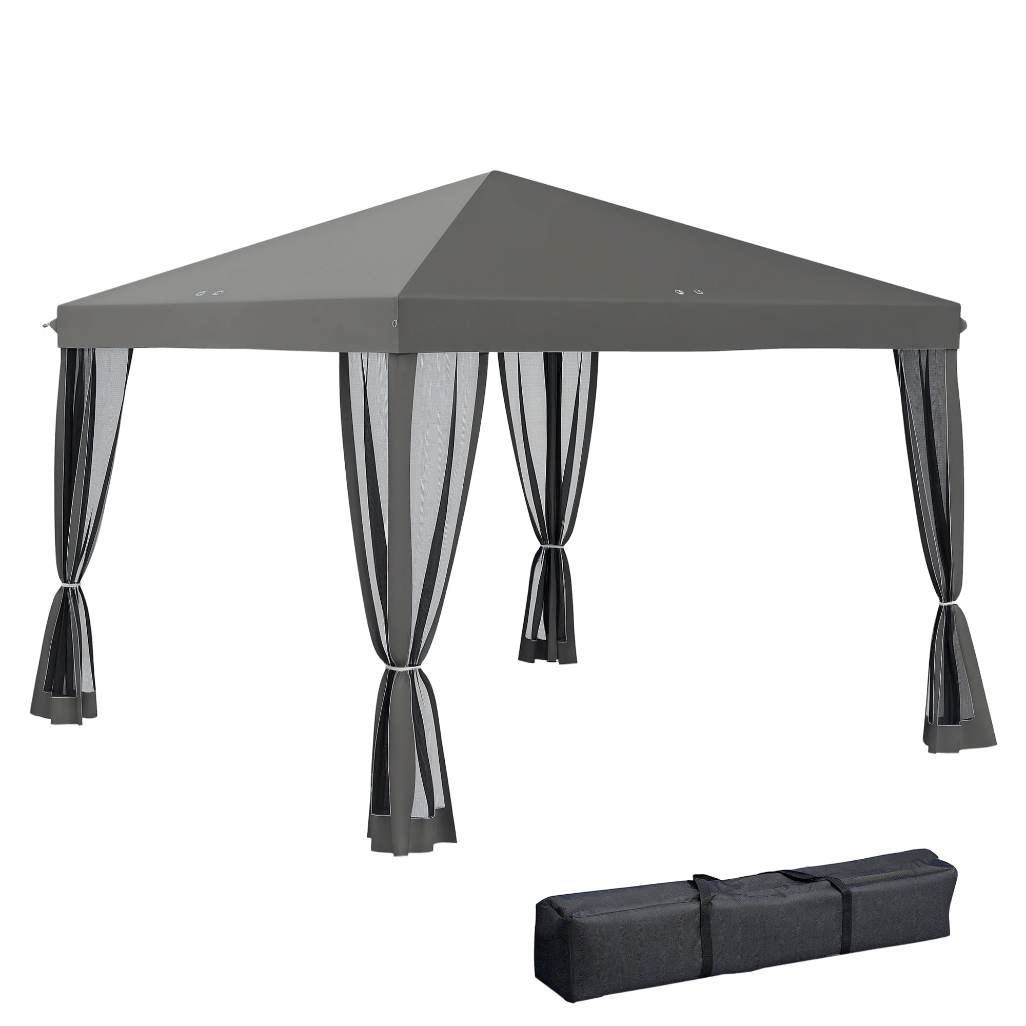Pavilion approx. 3x3m, water-resistant Sturdy Winterproof Pop-up Folding Pavilion with UV Protection, Foldable Party Tent Garden Tent with 4 Side Panels, Bag Garden Pavilion for Camping Garden, Light Gray