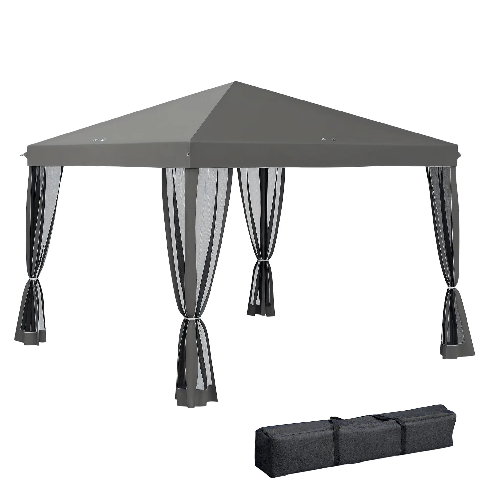 Pavilion approx. 3x3m, water-resistant Sturdy Winterproof Pop-up Folding Pavilion with UV Protection, Foldable Party Tent Garden Tent with 4 Side Panels, Bag Garden Pavilion for Camping Garden, Light Gray