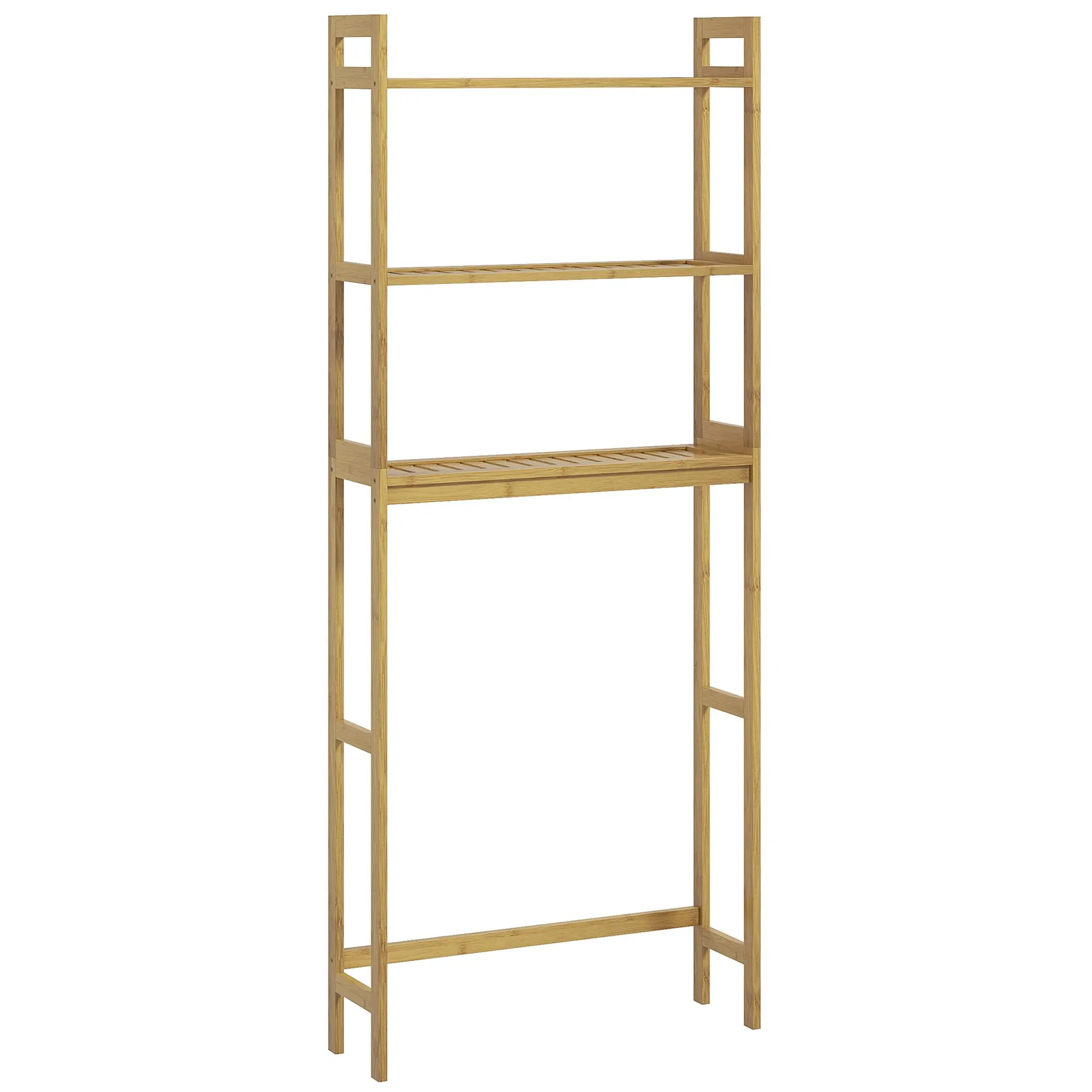 Toilet Rack 3-Tier Bamboo Bathroom Shelf Multifunctional WC Rack Laundry Room Shelf, for Bathroom, Toilet, Laundry Room, Natural