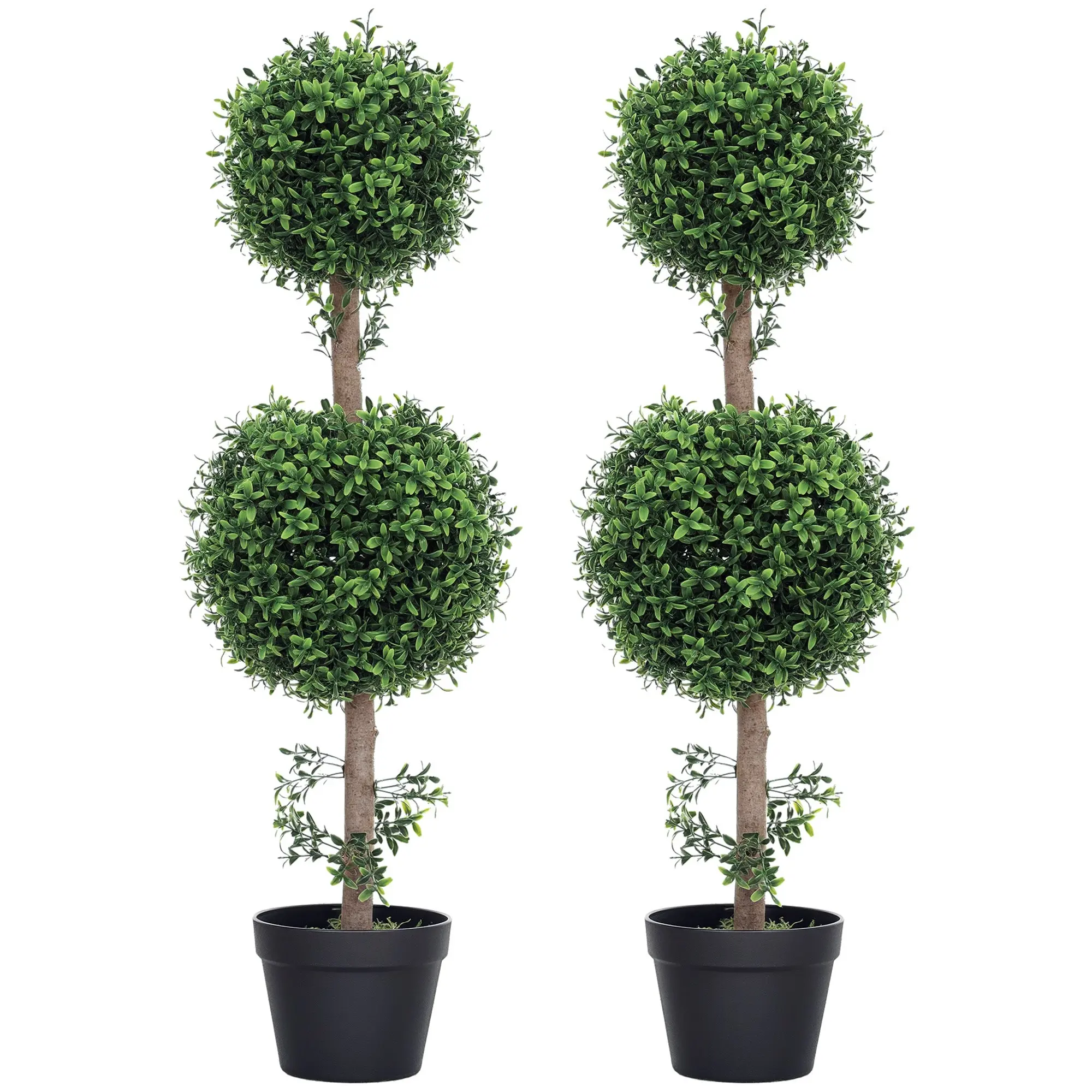 Artificial Boxwood 2-Piece Set Large 91.6 cm Artificial Plants in Pot, Artificial Plant, Boxwood Realistic Artificial Tree with UV Protection for Living Room Garden Balcony