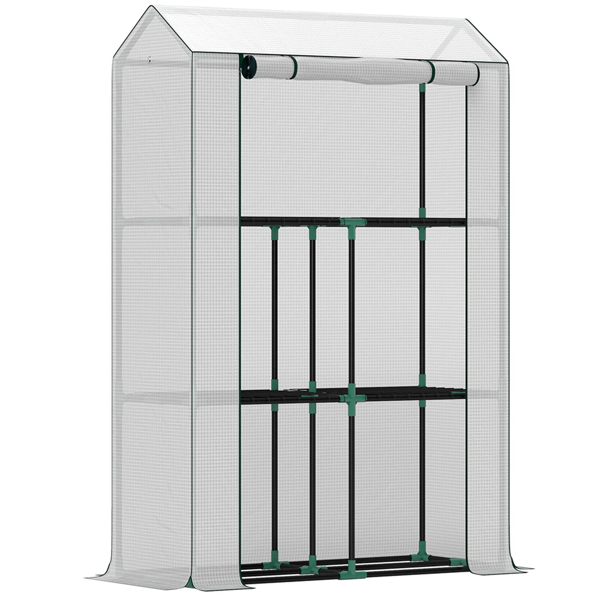 Greenhouse with Shelves Roll-up Door, Winterproof Steel Frame Greenhouse, Greenhouse for Balcony, Garden, Tomato House with UV Protection 100x40x150cm Tomato Greenhouse for Vegetables Flowers Plants White