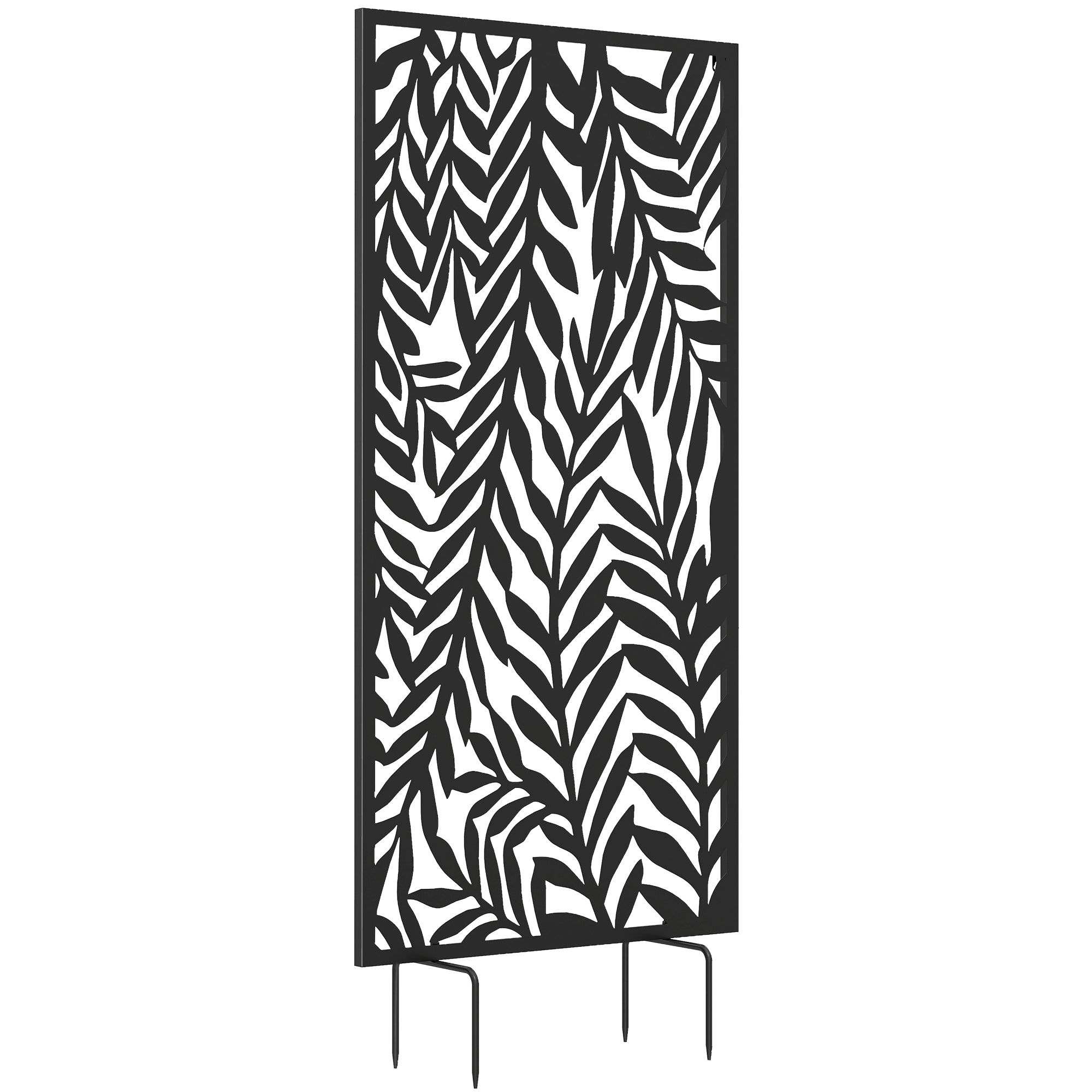 Outsunny Sichtschutz 65 x 130 cm, freistehend & wandmontierbar, Metall-Sichtschutz zum Einrammen oder Befestigen, Balkon & Terrasse, Schwarz
