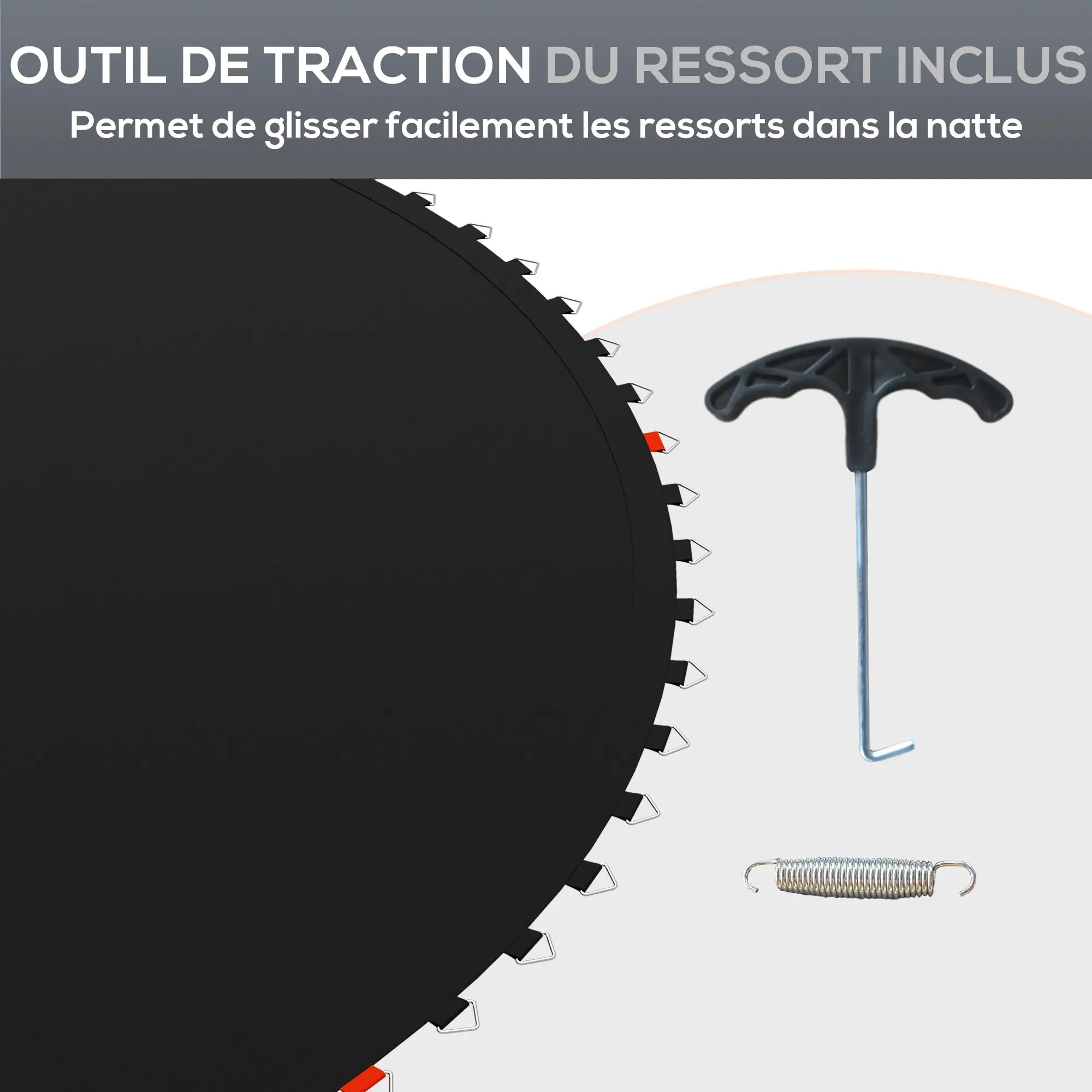 SPORTNOW Replacement Trampoline Mat, Compatible with 8ft Trampoline ? 2.4m and 14 cm Springs, with spring pulling tool and 42 V-hooks (spring not included)