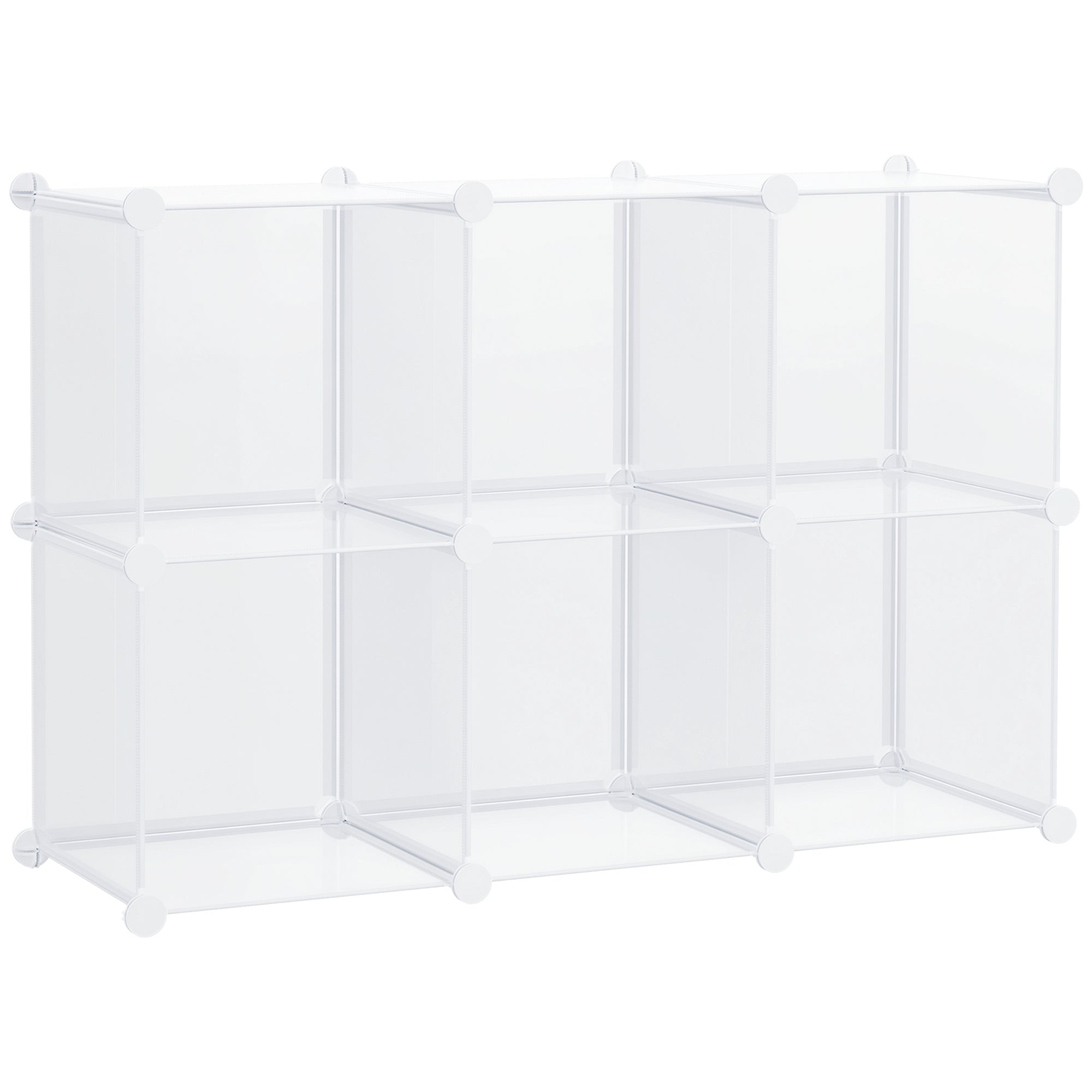 HOMCOM Modulinė Batų Spinta Taupanti Vietą su Stelažinės Konstrukcijos Dizainu, 6 Kubelių iš PP Plastiko, 65x32x95cm, Skaidri