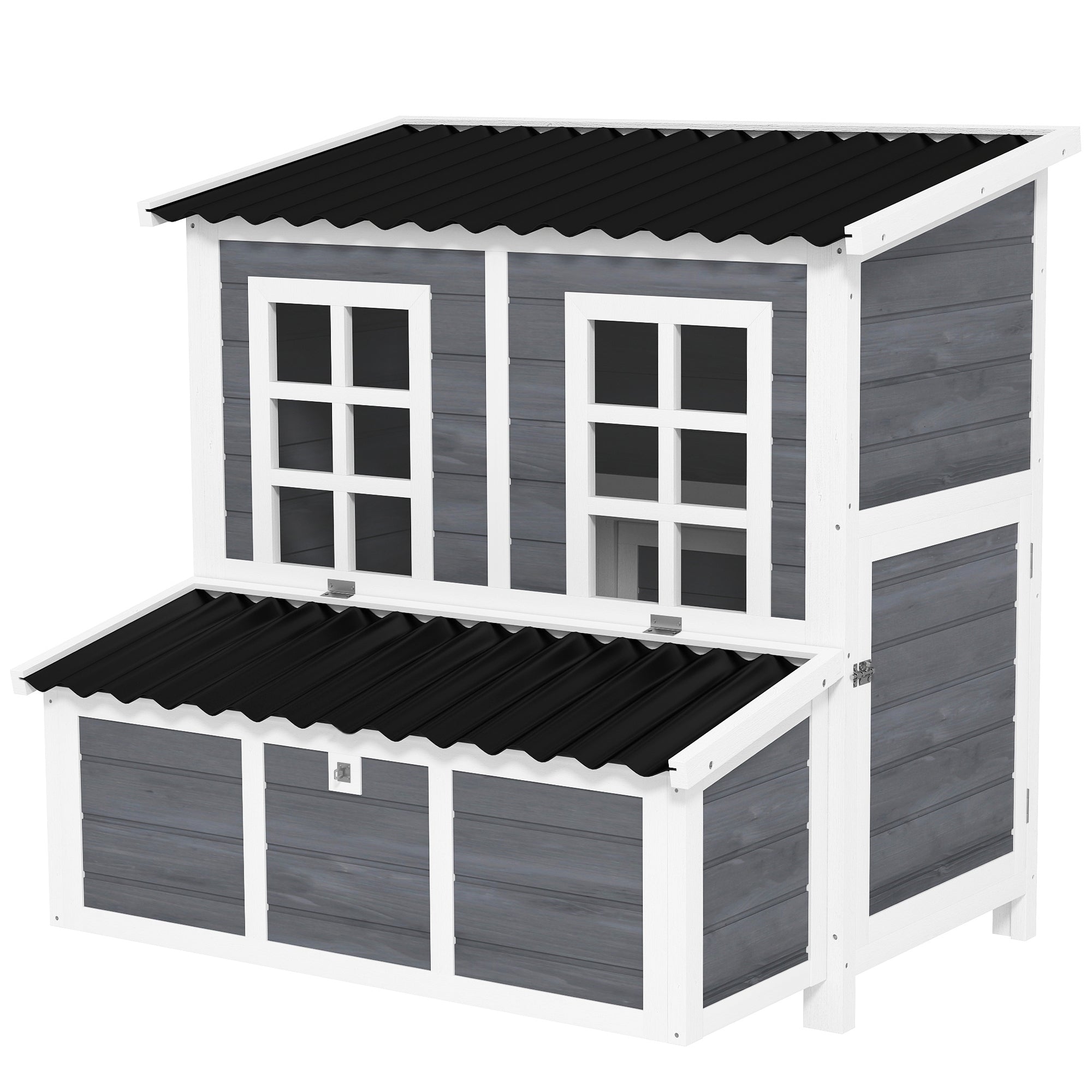 Chicken Coop made of fir wood, Chicken House with Nesting Box, Poultry House for 4-6 Chickens, Waterproof Roof, 100 x 86 x 100 cm, Light Grey