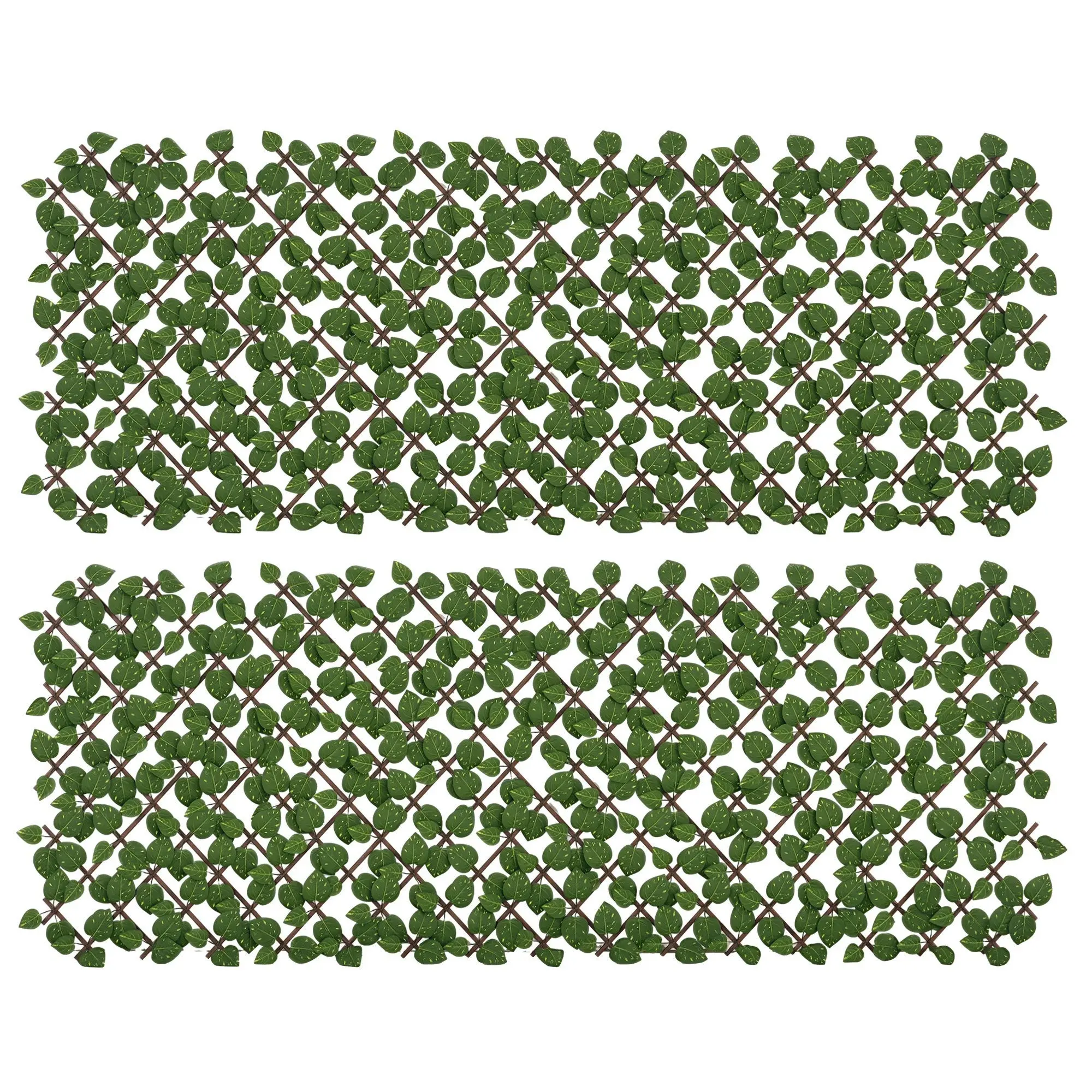 Set of 2 Artificial Hedge Trellis Expandable - Vegetal Canisse Windbreak Realistic foliage, indoor outdoor, 2 x 1 m