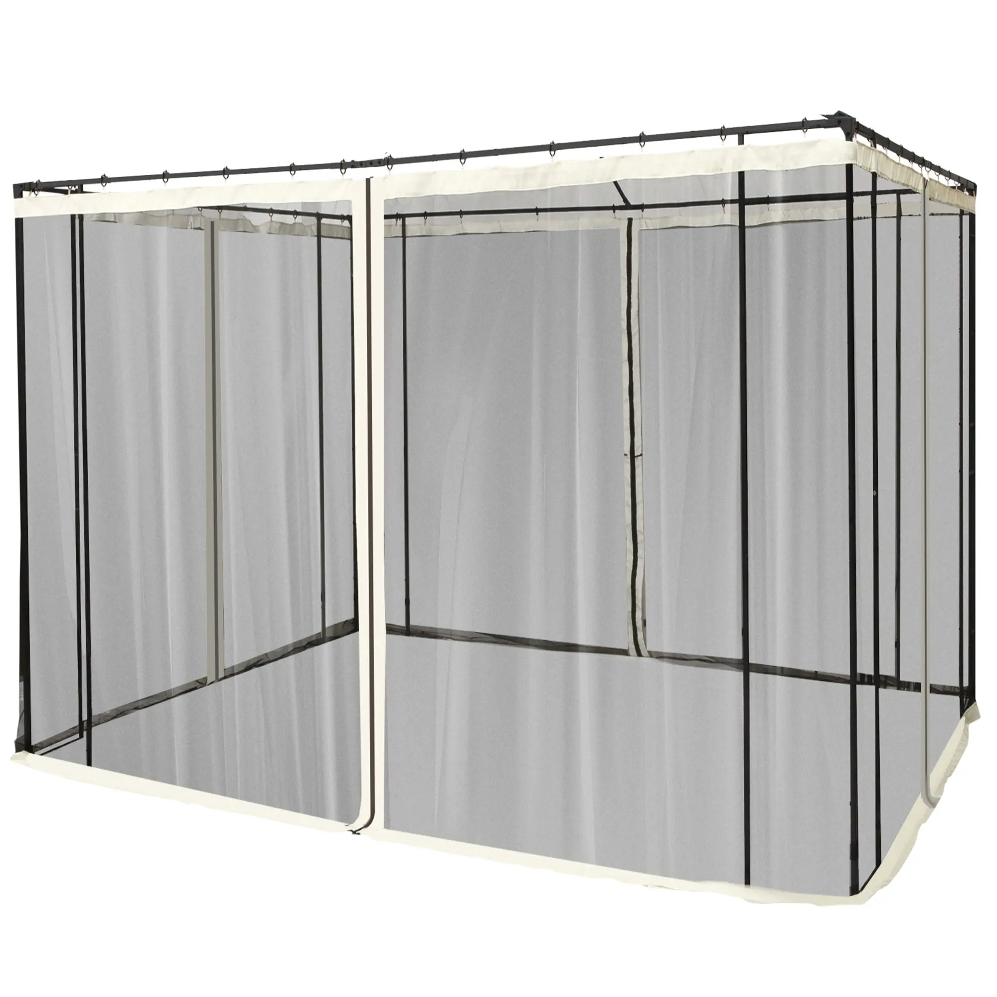 Mosquito Net for 3x3 Pavilion 4 Side Panels Fly Net with Hooks Zipper Mosquito Net Insect Protection Fly Screen Nylon Mesh Black