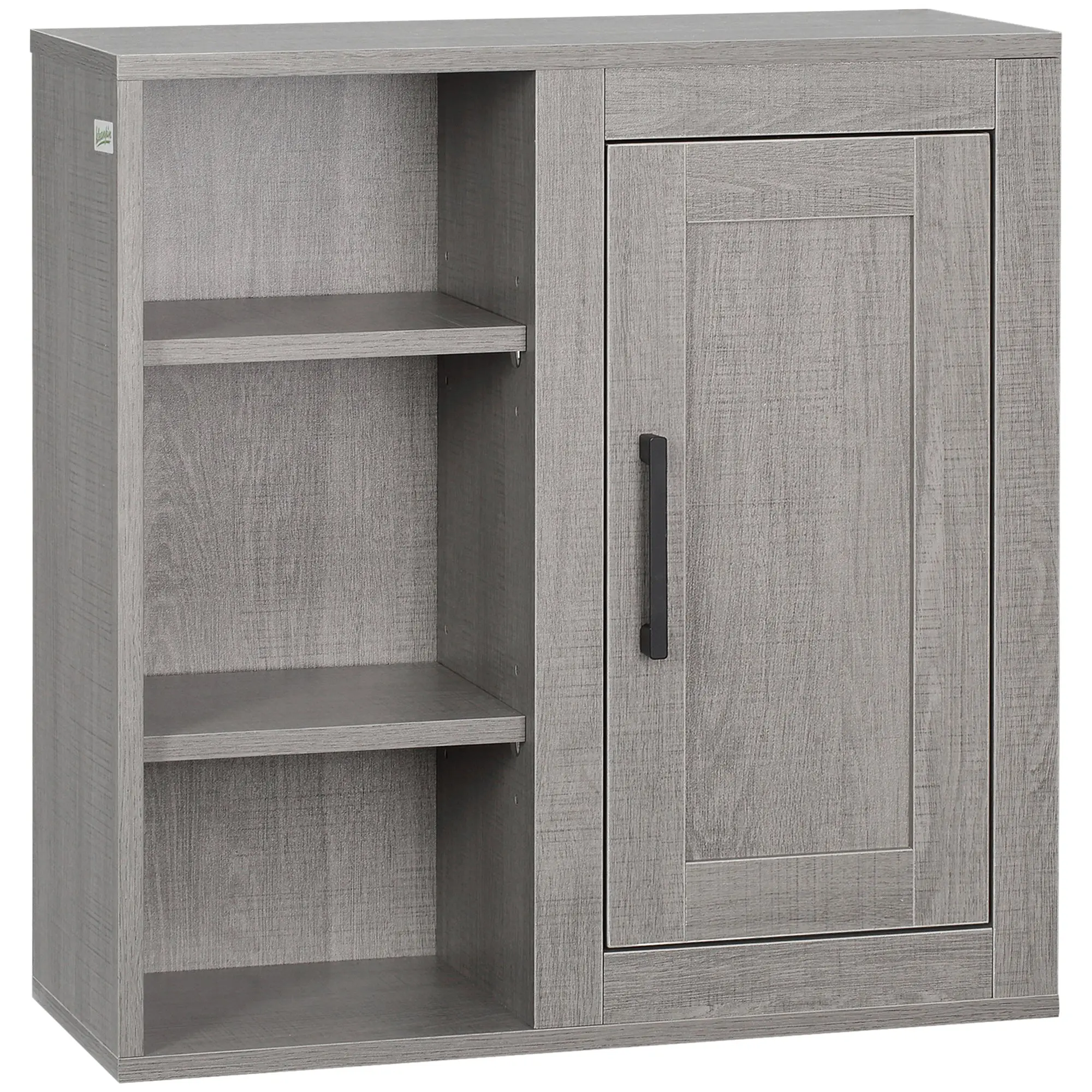 Wall-Mounted Bathroom Cabinet with 3 Adjustable Open Shelves and 1 Door Suspended Auxiliary Furniture for Living Room Bathroom Bedroom Modern Style 48x20x50 cm Gray