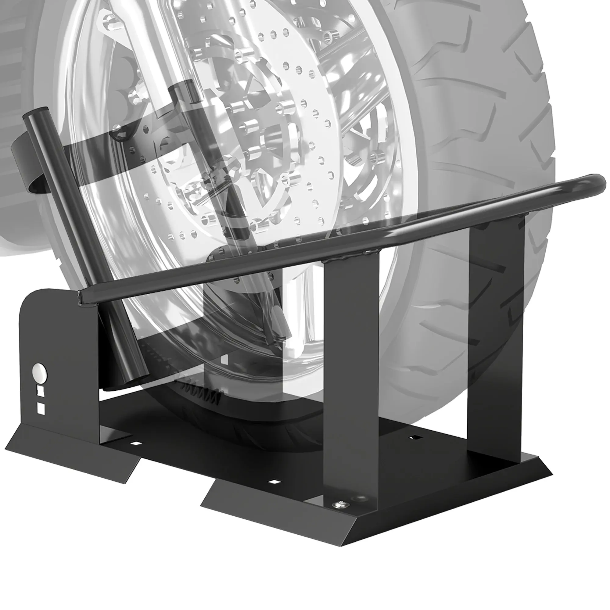 Motorcycle Stand 816.5 kg Load Front Wheel Stand for Robust Motorcycle with Adjustable Height in 3 Levels for  ?38.1-53.34 cm Wheels Black