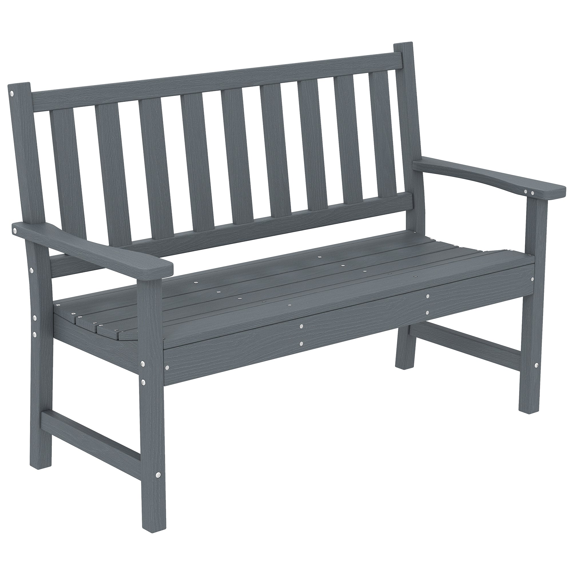 Outsunny 2‑Sitzer wetterfeste Gartenbank, HDPE in Holzoptik, ergonomische Rückenlehne, belastbar bis 240 kg, 130 x 59 x 91 cm, Grau