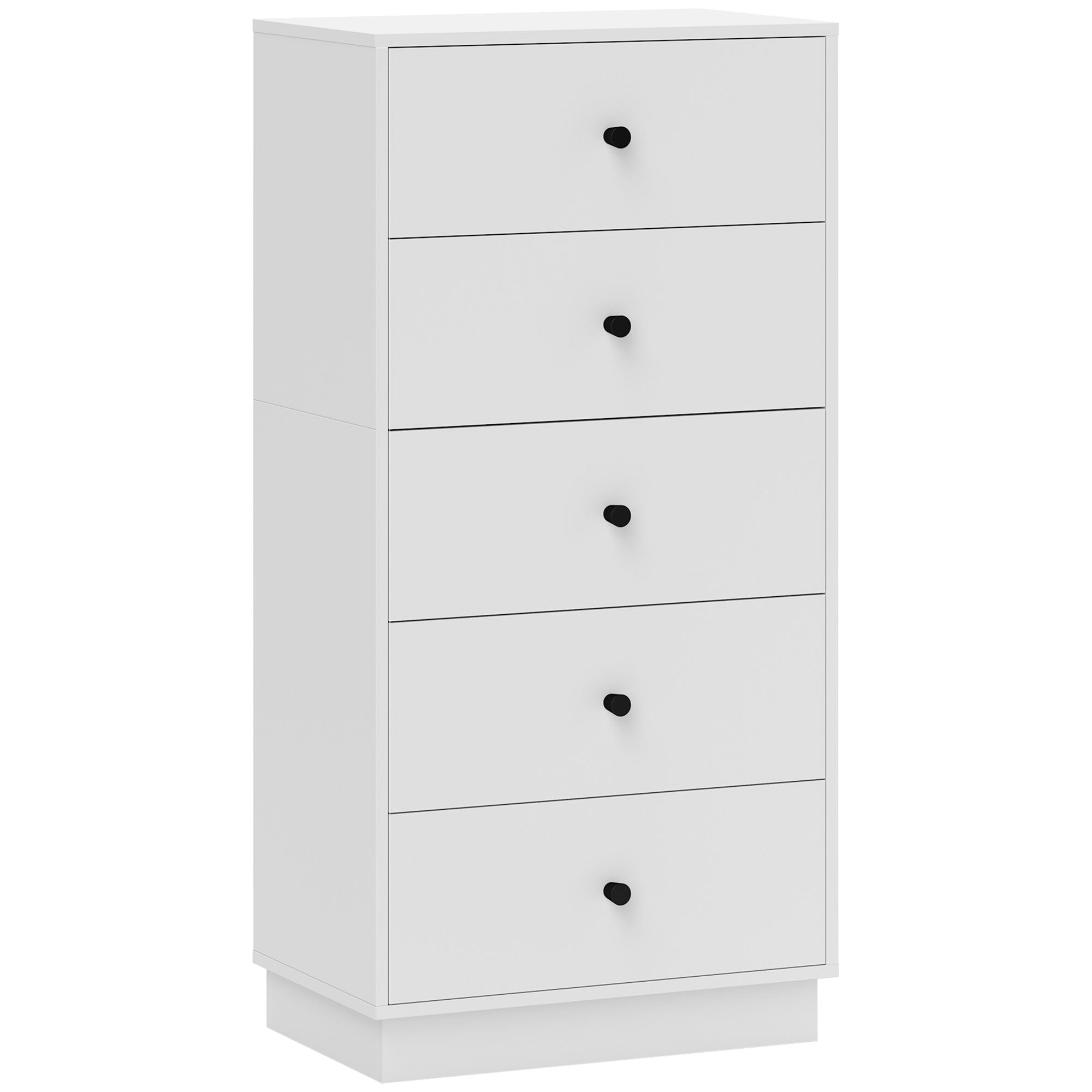 HOMCOM 5 Fiókos Komód Modern Stílusú Tároló Szekrény Fából, 47 x 29 x 95 cm, Fehér
