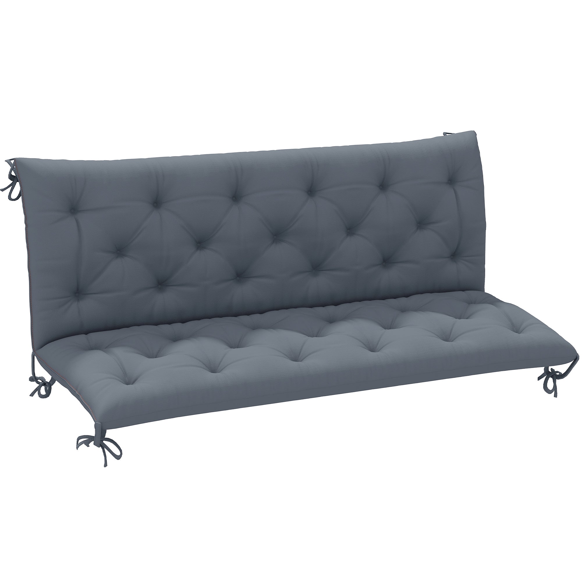 3 Seater Bench Cushion 150 x 98 x 8 cm Seat Pad with Straps Back Cushion for Indoor/Outdoor Upholstery Cushion for Bench Garden Bench Garden Furniture Porch Swings Dark Grey