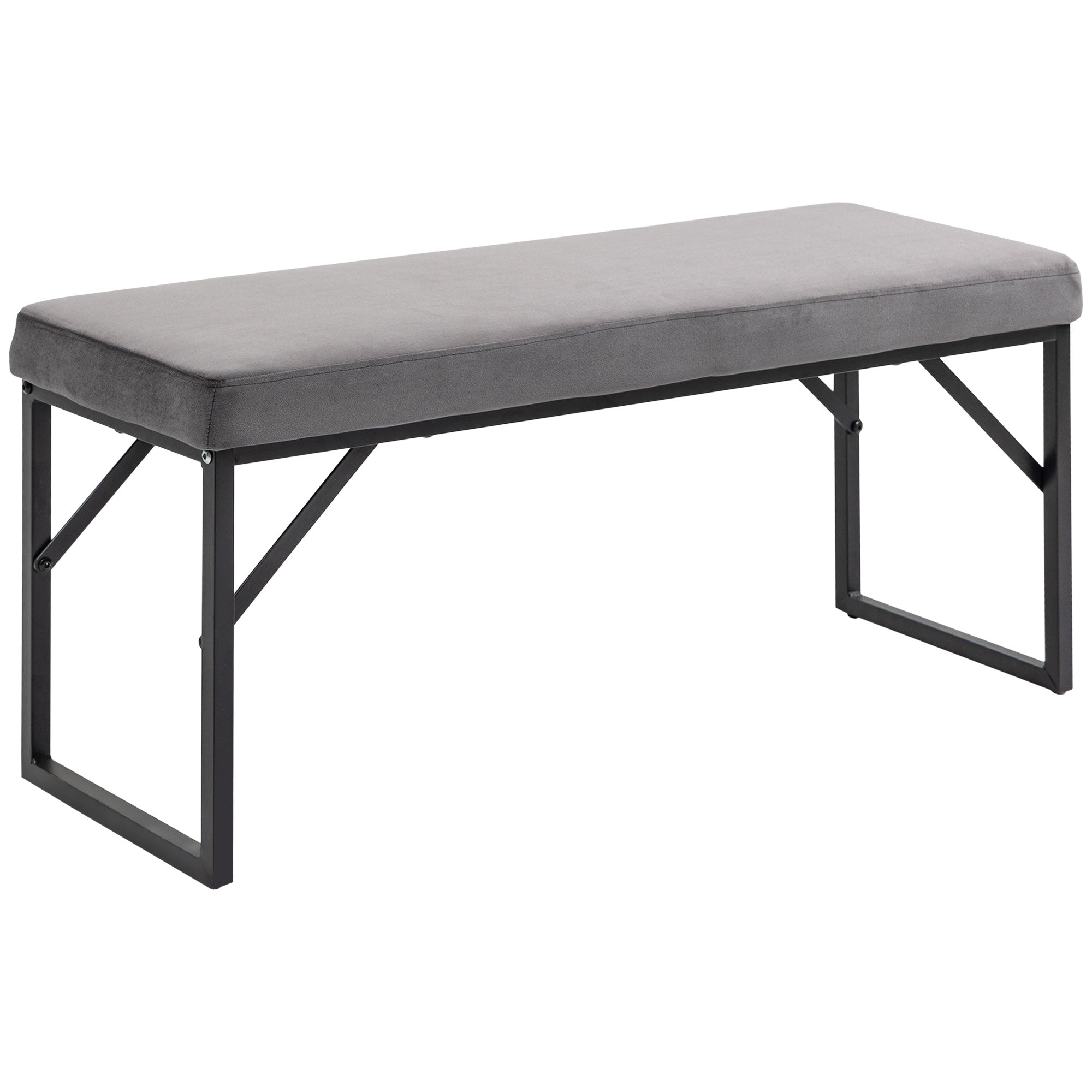 HOMCOM Sitzbank Polsterbank mit Samtoptik, Bettbank mit Stahlbeinen, Schuhbank für Schlafzimmer, Wohnzimmer, Flur 100 x 35 x 47 cm Dunkelgrau