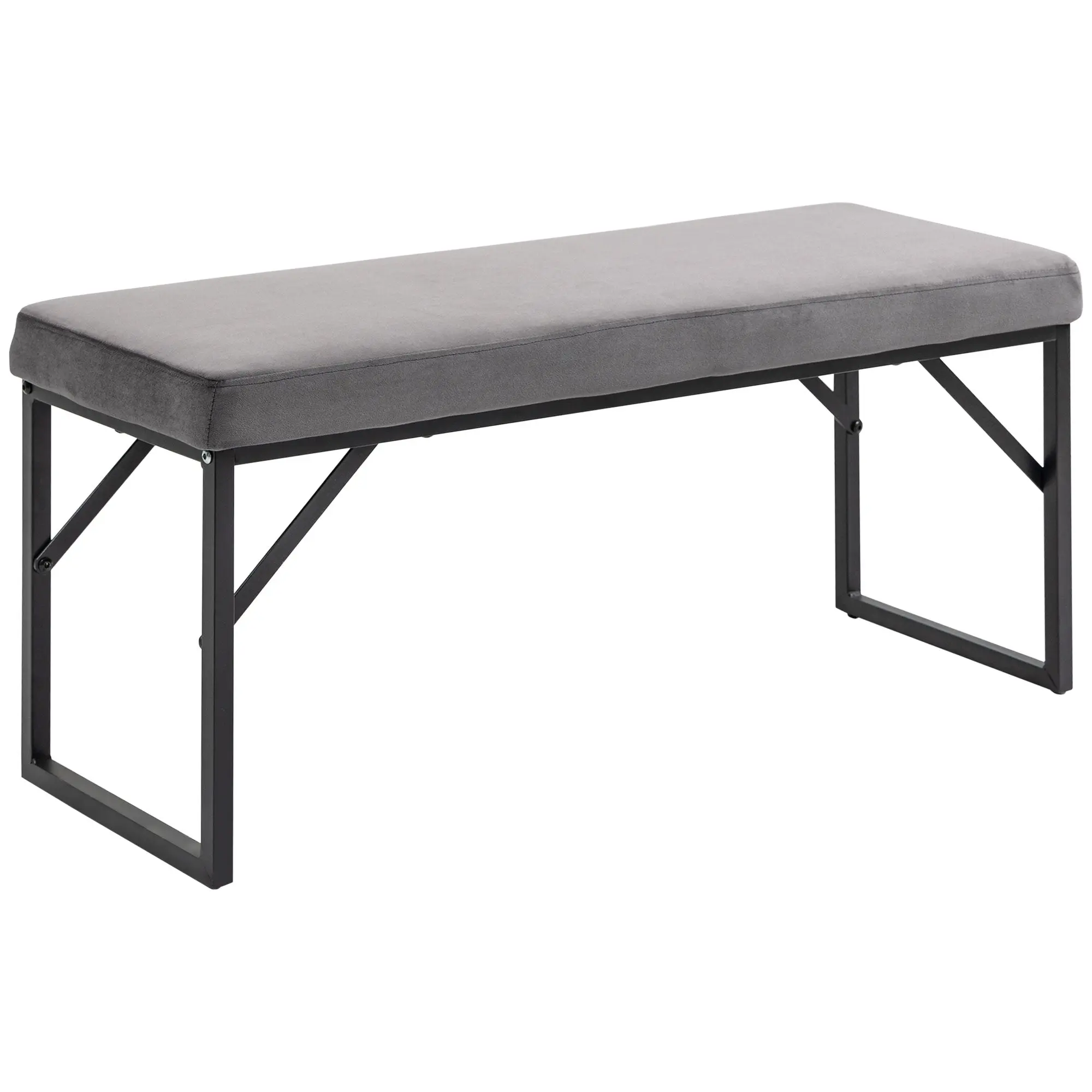 Bench Upholstered with Velvet Look, Bed Bench with Steel Legs, Shoe Bench for Bedroom, Living Room, Hallway 100 x 35 x 47 cm Dark Grey