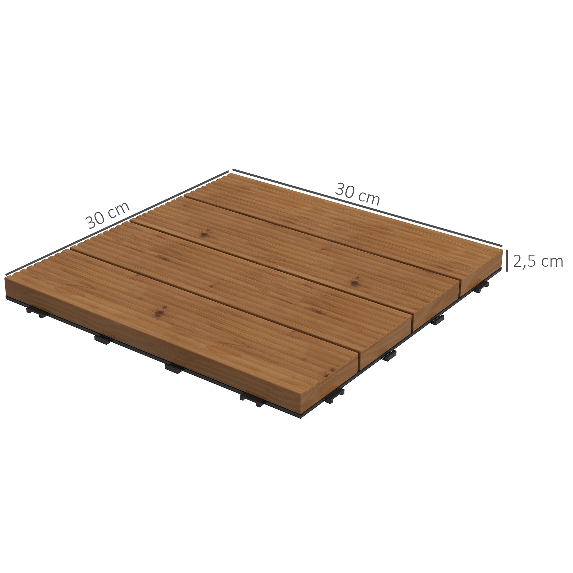 Outsunny terrassiplatvormid - Liistud - 12 tk komplekt, maksimaalne pindala 1.08 m² - omavahel ühenduvad, väga lihtne paigaldamine, mõõdud 30 x 30 cm