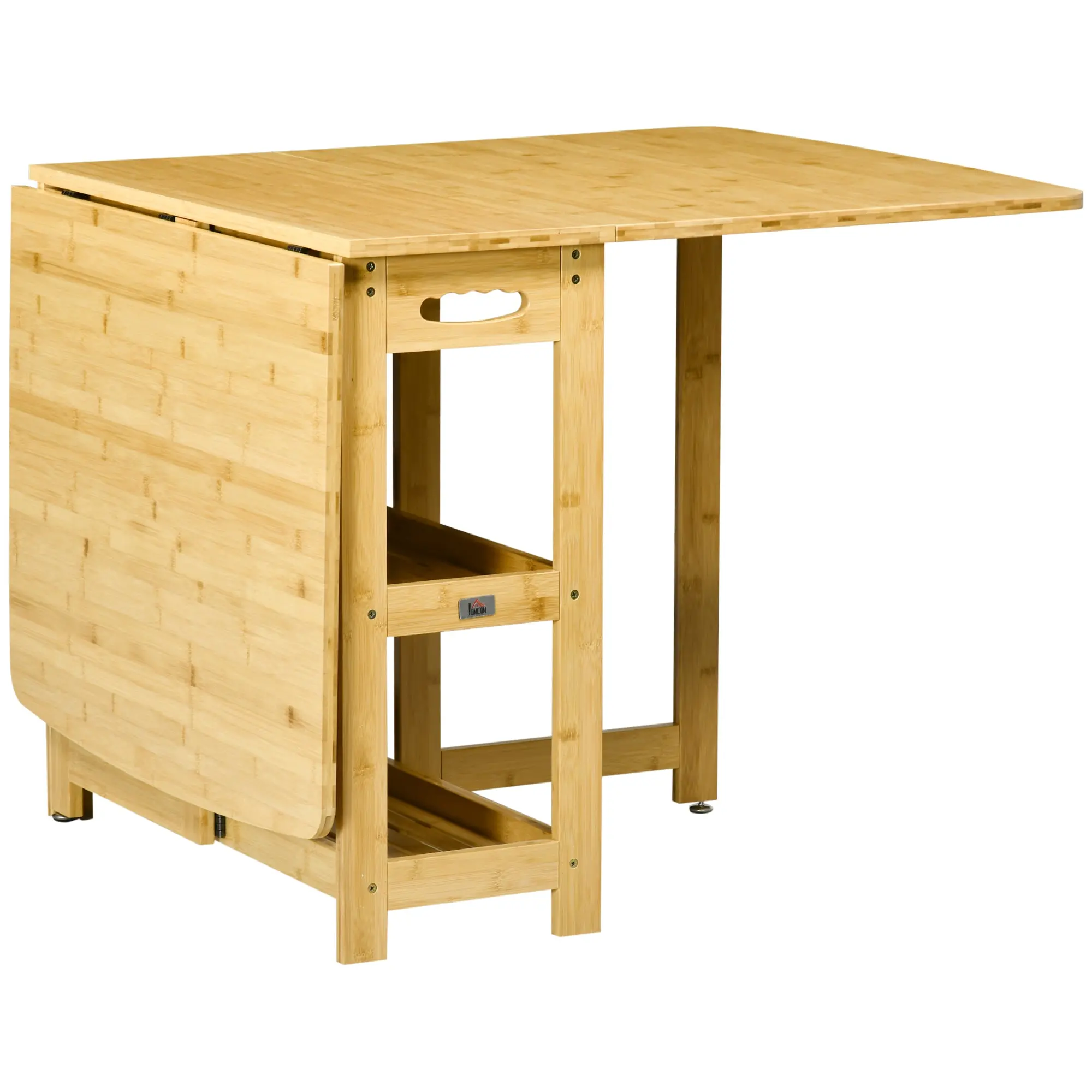 Folding Dining Table Foldable Table for 6 Persons with Shelves Kitchen Table Dining Table for Small Spaces, Kitchen, Dining Room 149.5 x 80 x 73.5 cm Natural