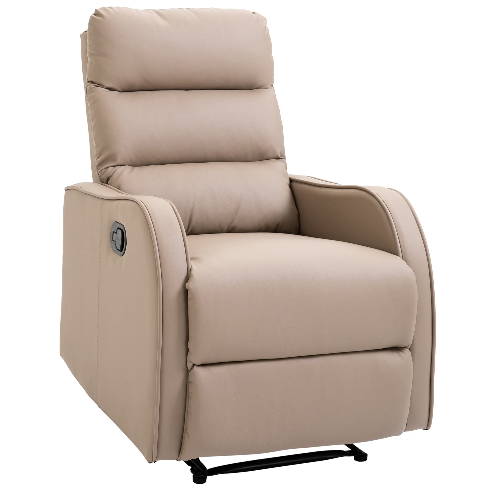 Manual Reclining Relax Armchair Upholstered in PU with Retractable Footrest Extra Padded Seat and Backrest for Living Room Office Bedroom 65x89x100 cm Brown