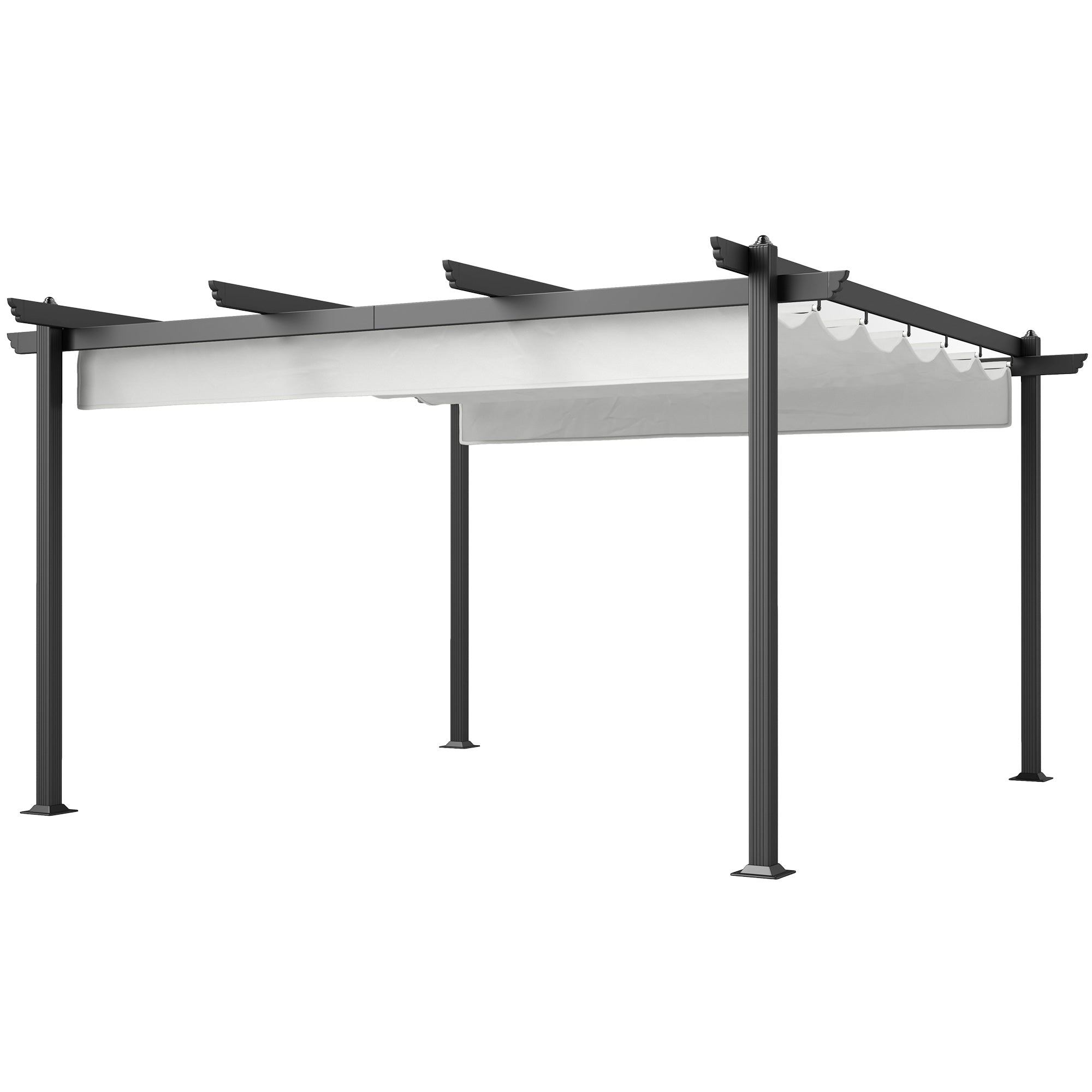 Gazebo Pergola 4x4m with Retractable Resistant Roof, Aluminum Structure, Pergola for Garden, Terrace, Balcony, Veranda, Patio, Pool, and Outdoor, White