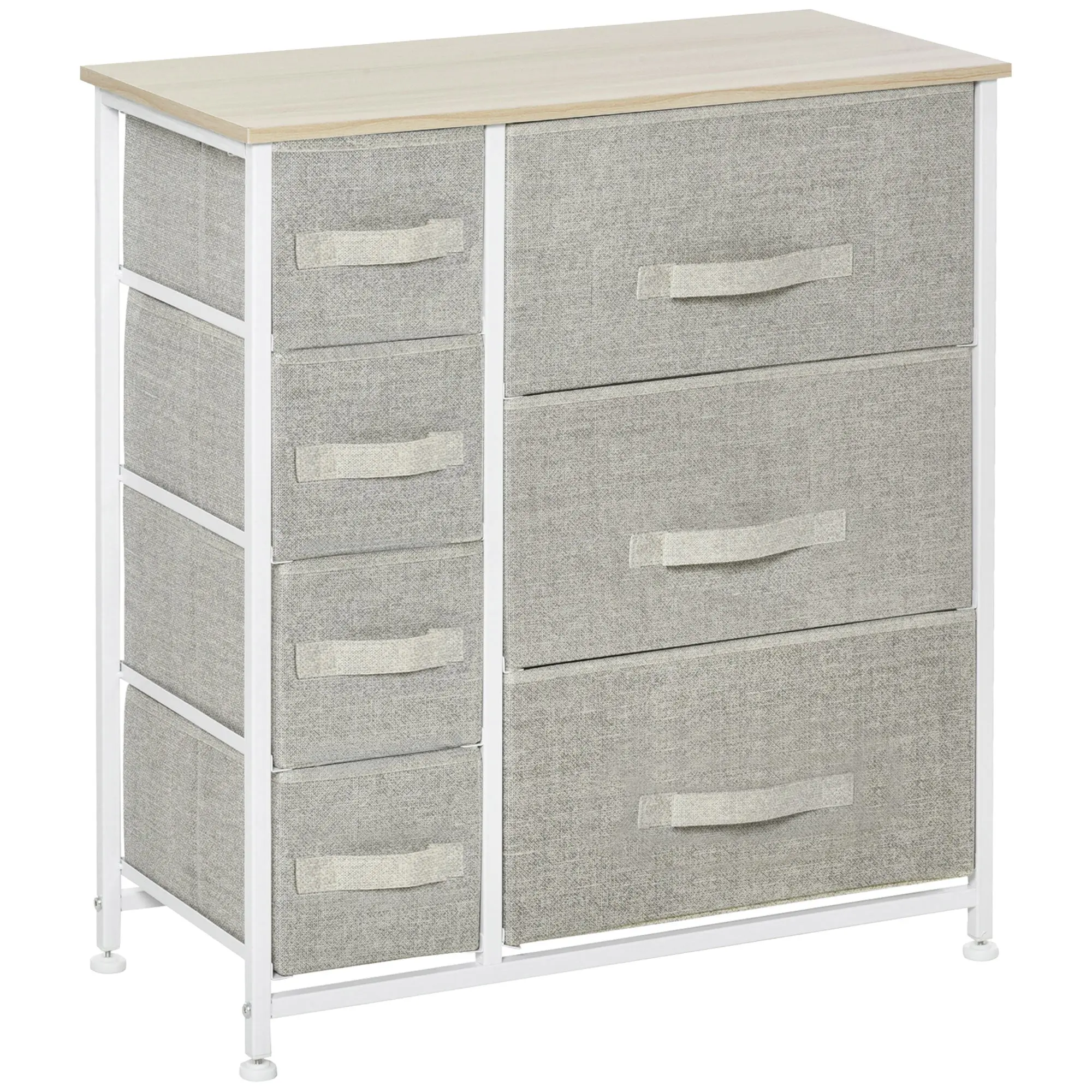 Dresser with 7 Non-Woven Fabric Drawers Storage Cabinet for Bedroom Living Room Hallway 63.5x30x71 cm Gray