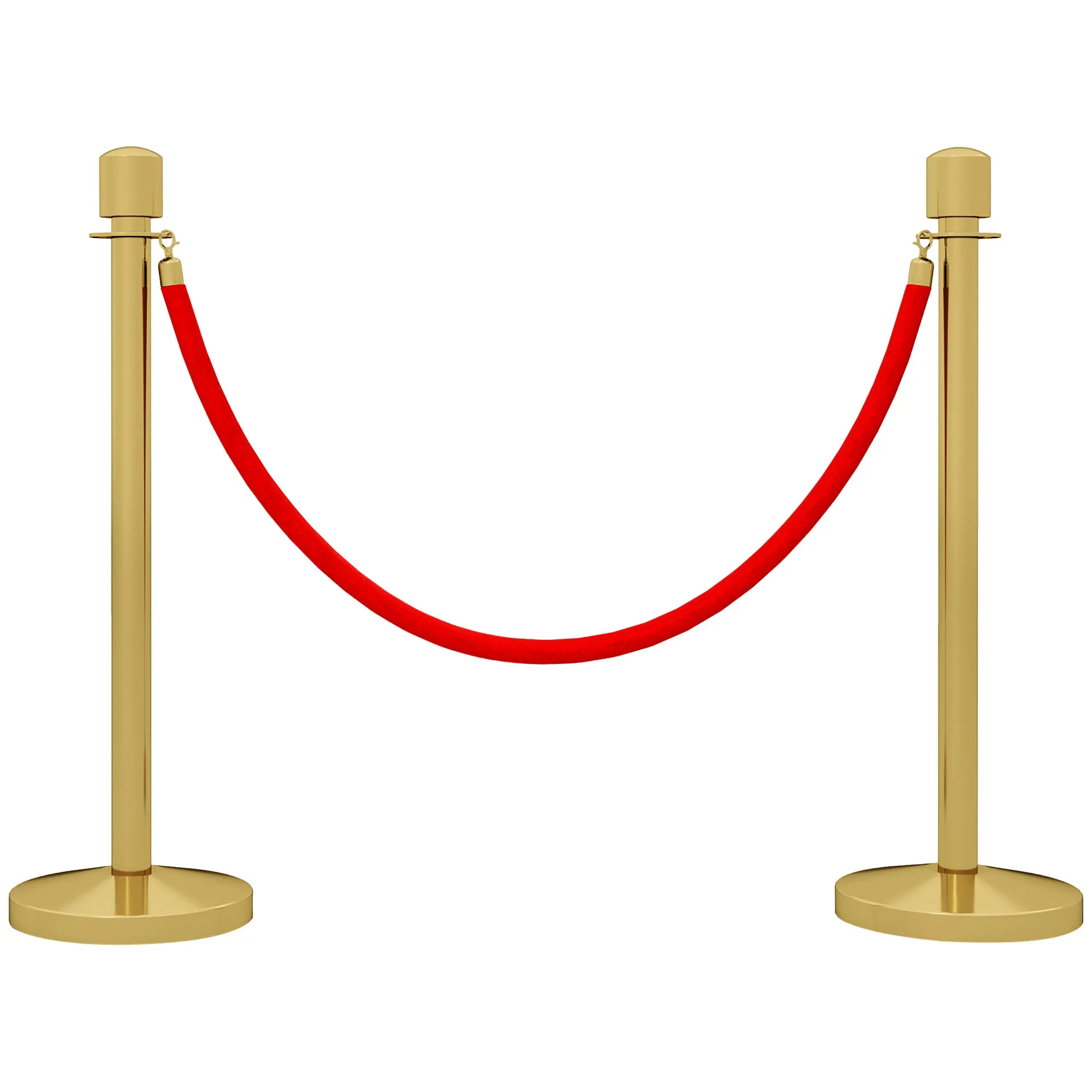 Velvet Rope Stanchions with Fillable Base, Stainless Steel Poles, ?32x96 cm, Gold and Red