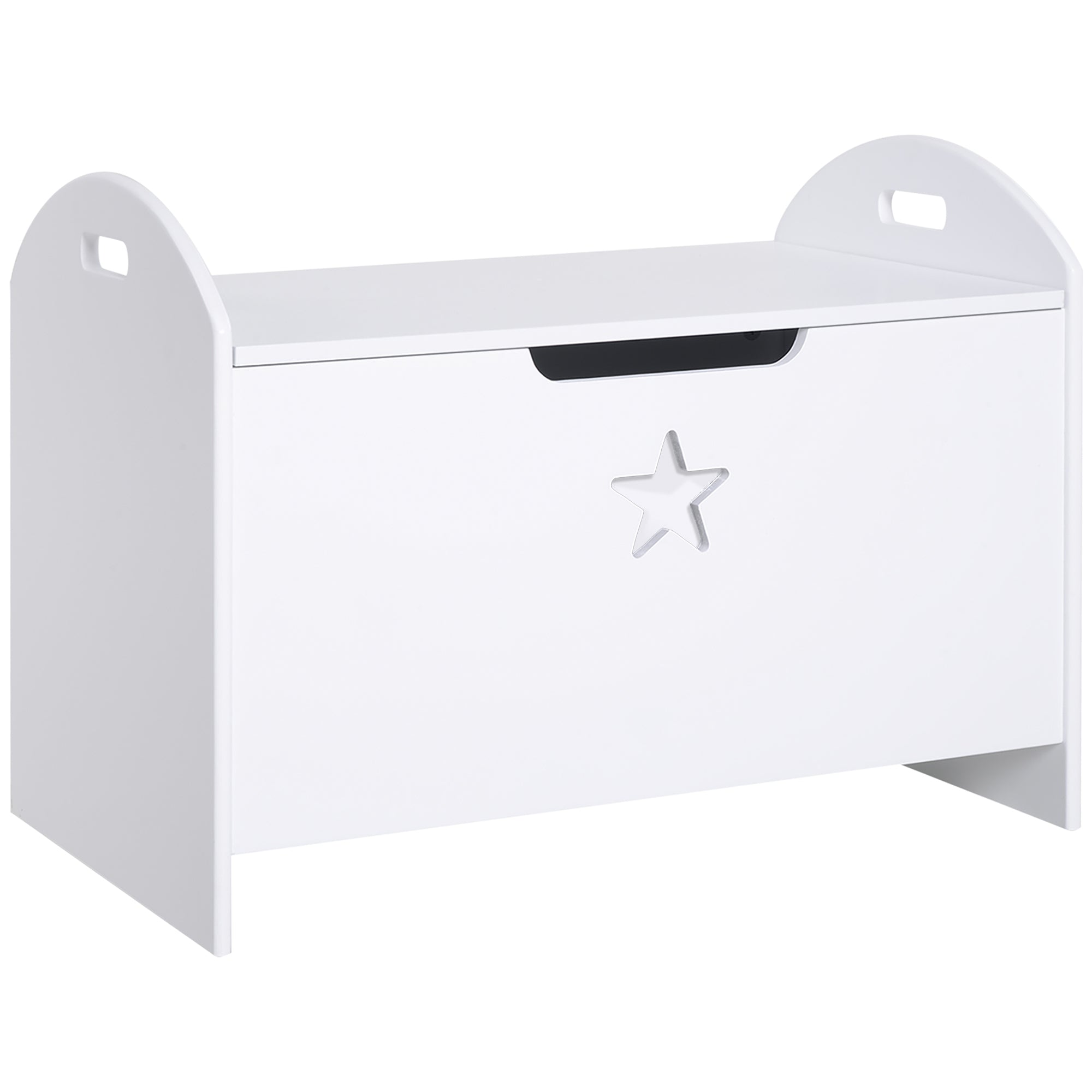 Boîte de Rangement pour Jouets HOMCOM avec Couvercle Réversible et Sécurité 62x40x46,5 cm - Espace Spacieux Charge 20 kg Blanc