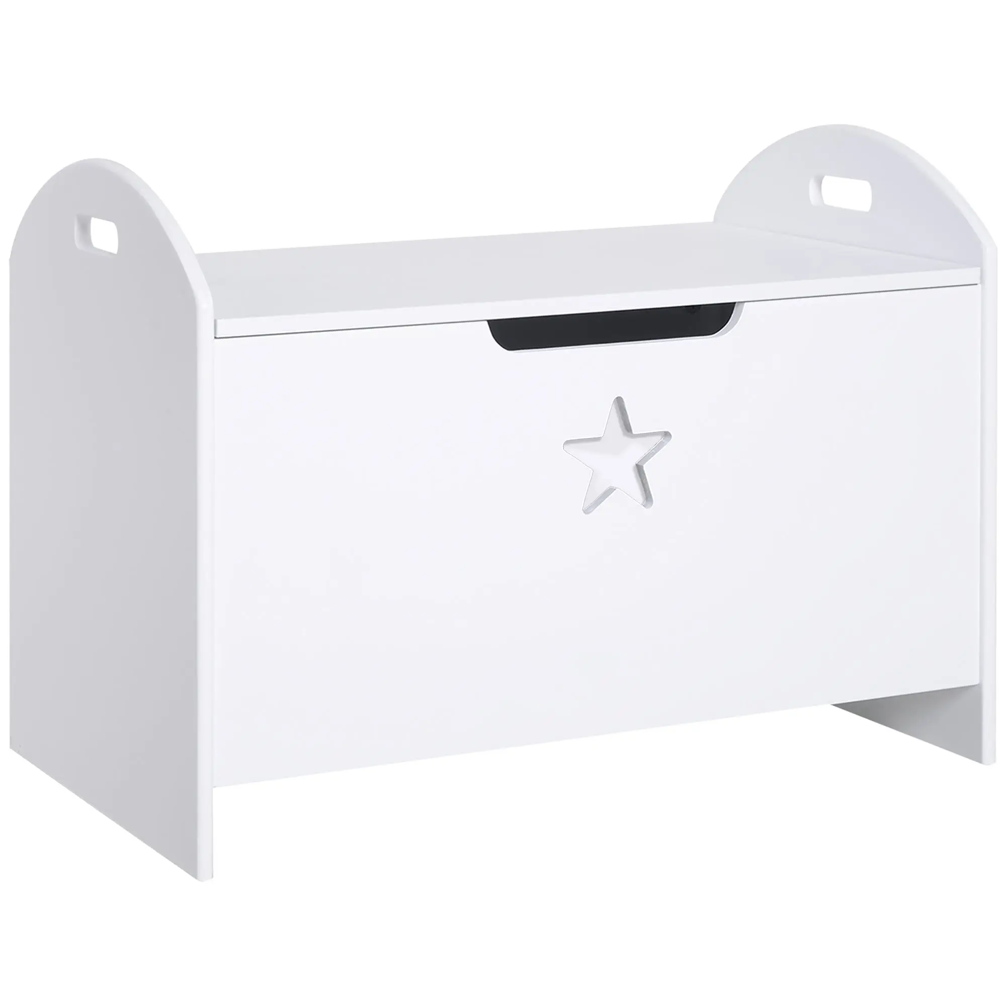Children's Toy Storage Organizer Box Reversible Lid Design with Safety 62x40x46.5 cm Spacious Space Load 20 kg White
