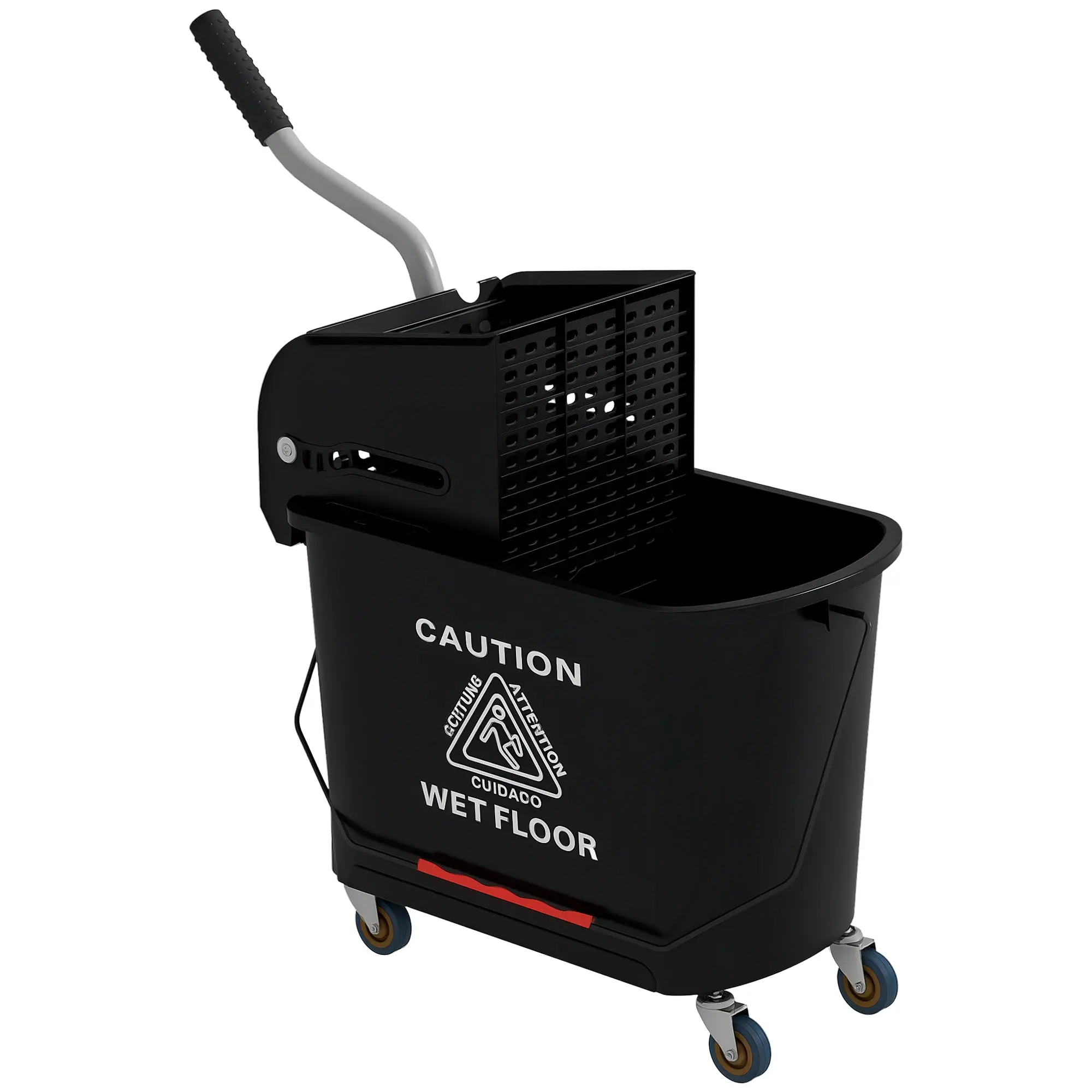 Cleaning Cart Mop Bucket with Wringer 20 L Bucket with Divider for Building Cleaning Hotel Black