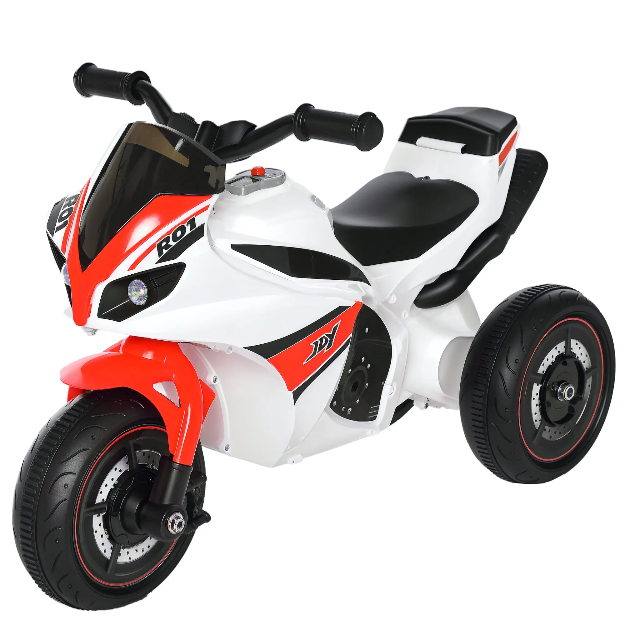 Ride-On Car with Music and Headlights for Kids 18-36 Months White