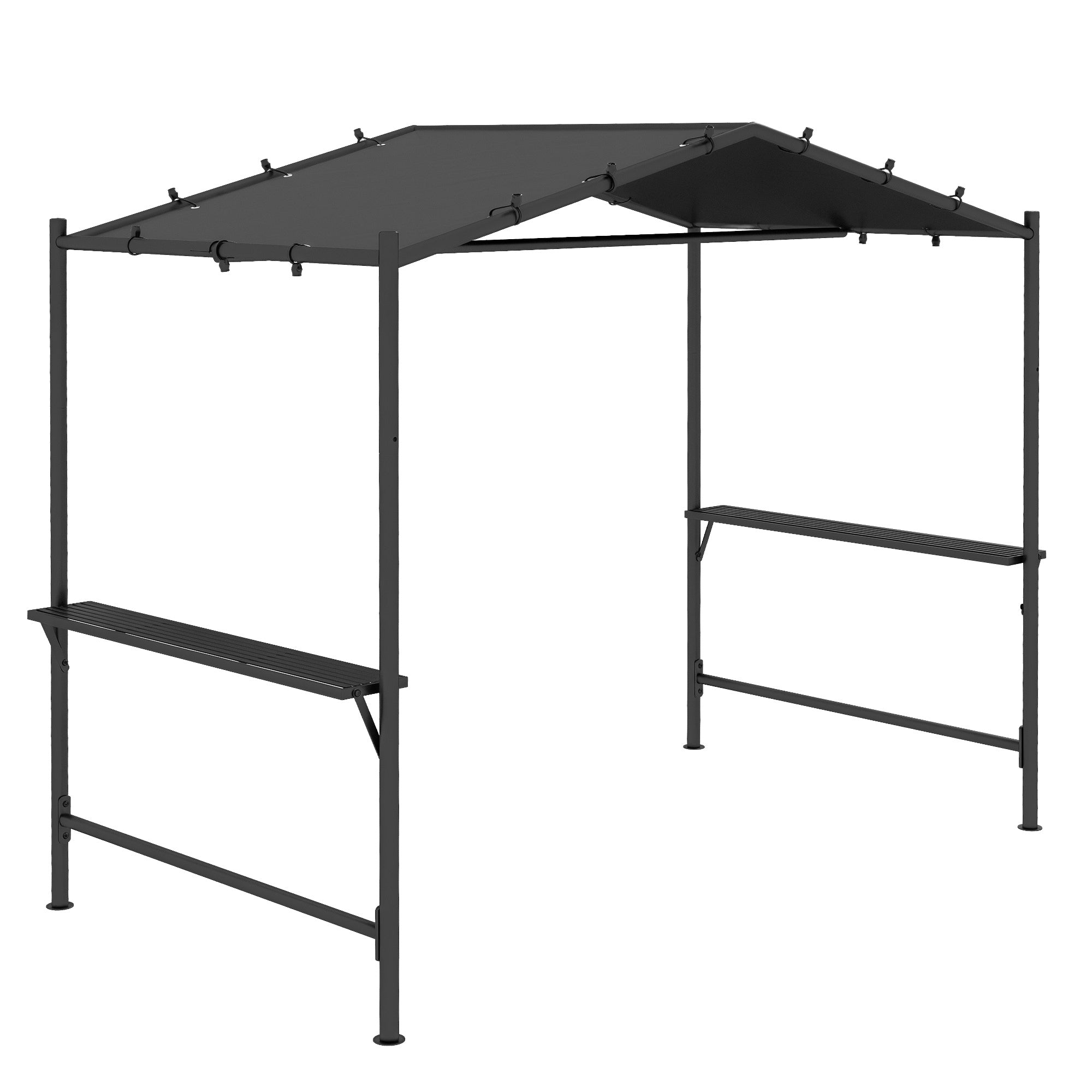 Outsunny Grilový Pavilon 277 x 149 x 230 cm voděodolný a nehořlavý zahradní pavilon se stranami, altán s UV ochranou, BBQ pavilon vyrobený z oceli, zahradní stan na grilování pro párty BBQ, tmavě šedý