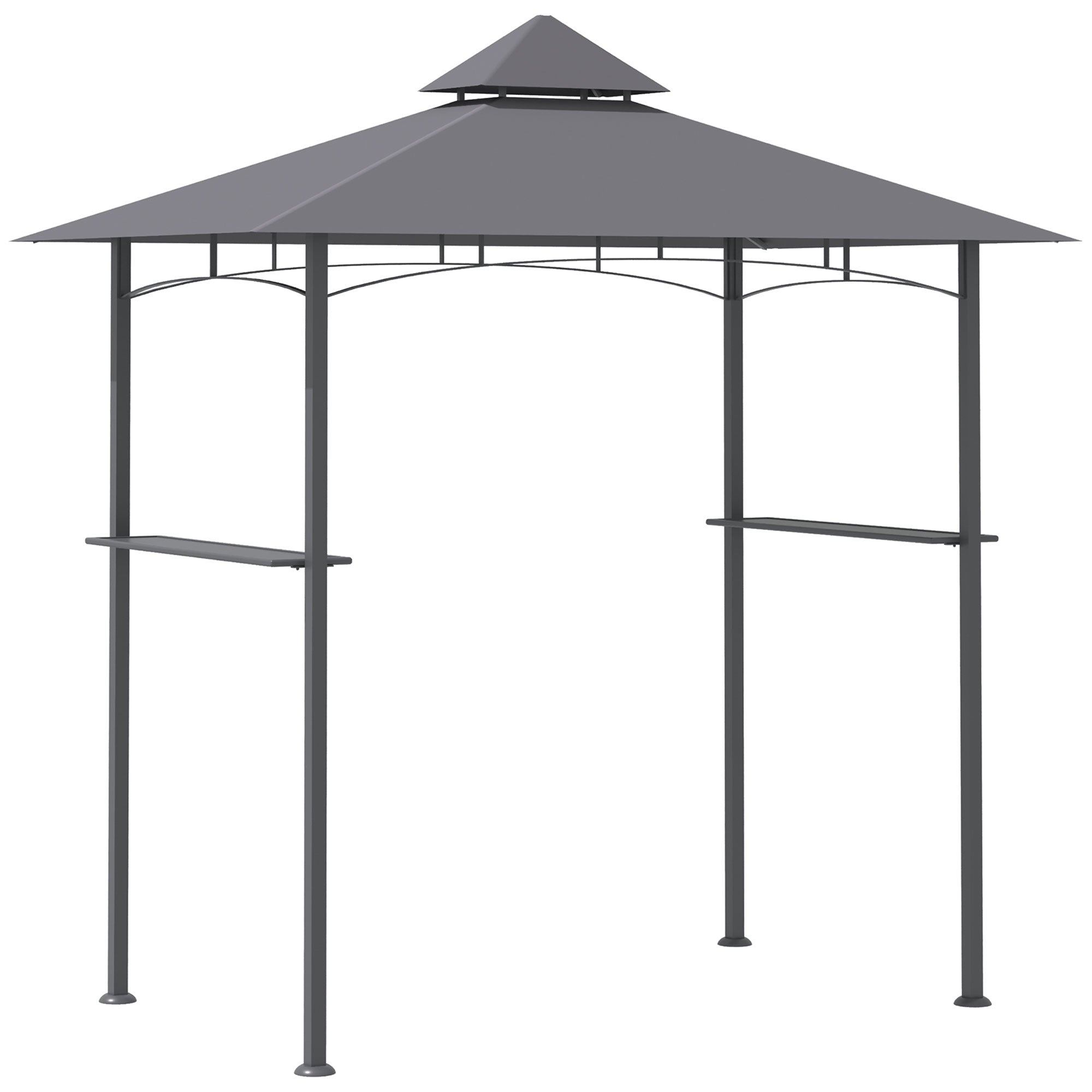 Outsunny Grillpaviljong Trädgårdstält Grill Gazebo Balkongpaviljong med Hyllor Brandbeständigt Dubbel Tak Grå 245 x 148 x 252 cm