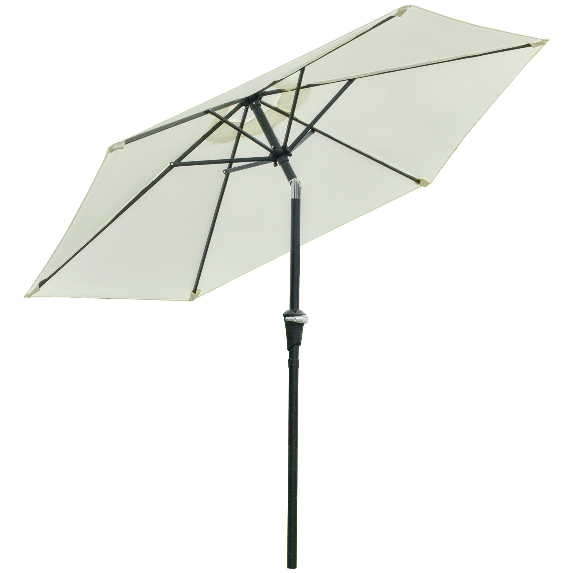 Outdoor Terrace Umbrella ?230 cm Garden Umbrella with Adjustable Angle and Crank Waterproof Parasol for Patio Terrace Cream