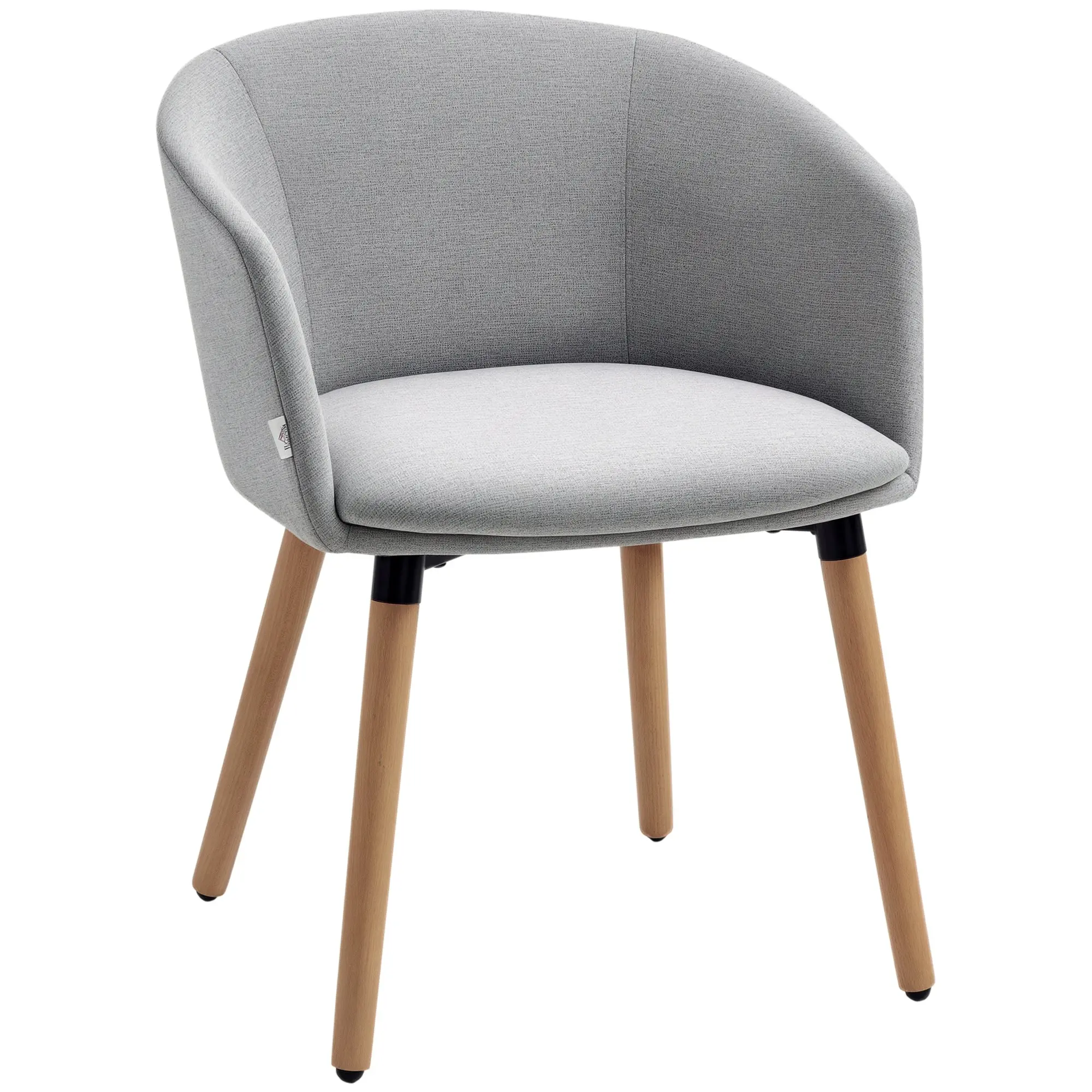 Dining Chair Armchair Upholstered in Synthetic Linen with Armrests and Wooden Legs for Office Bedroom Load 120 kg 57x56x72 cm Gray