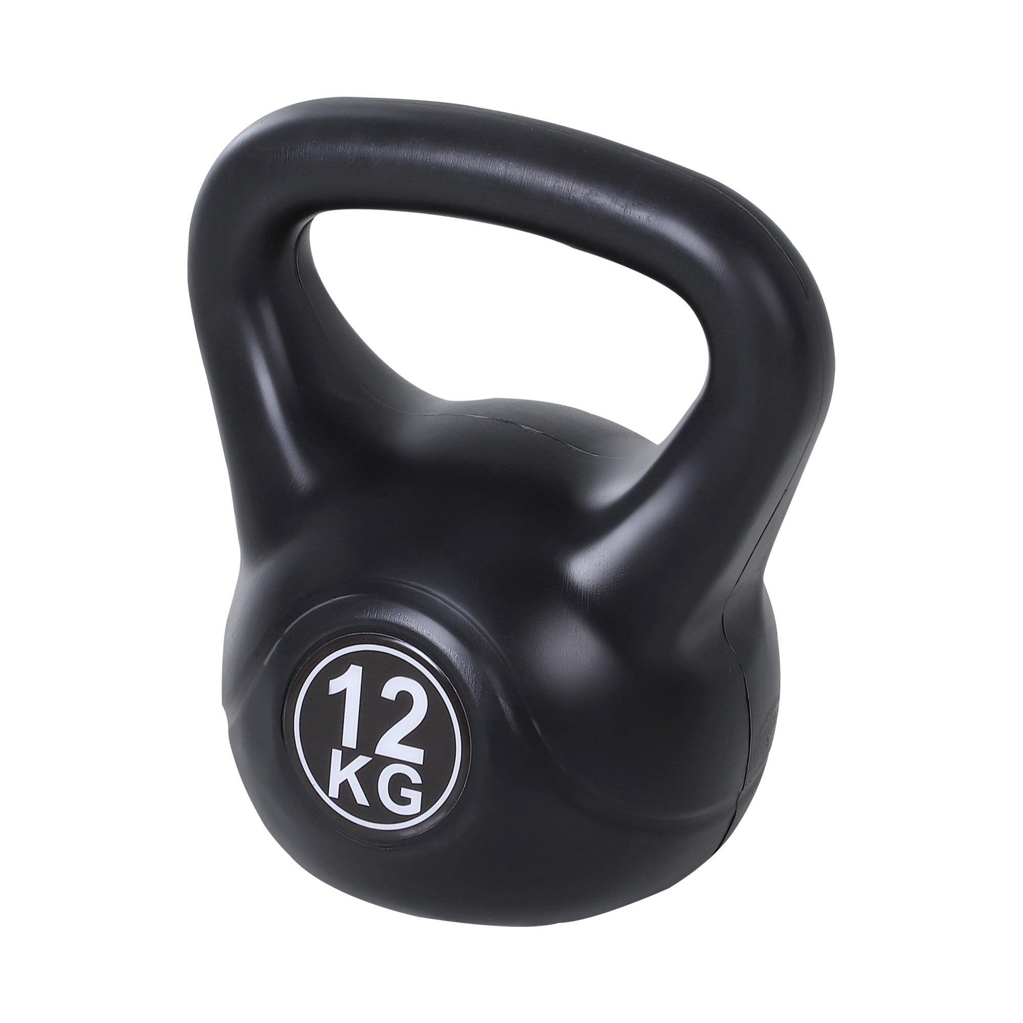 HOMCOM 12 kg Kettlebell Fitness Liivaga Täidetud Venemaa Kaalu Laiade Libisemisvastaste Käepidemetega Kodu ja Spordisaali Harjutamiseks ja Treeninguks 27x21x31 cm Must