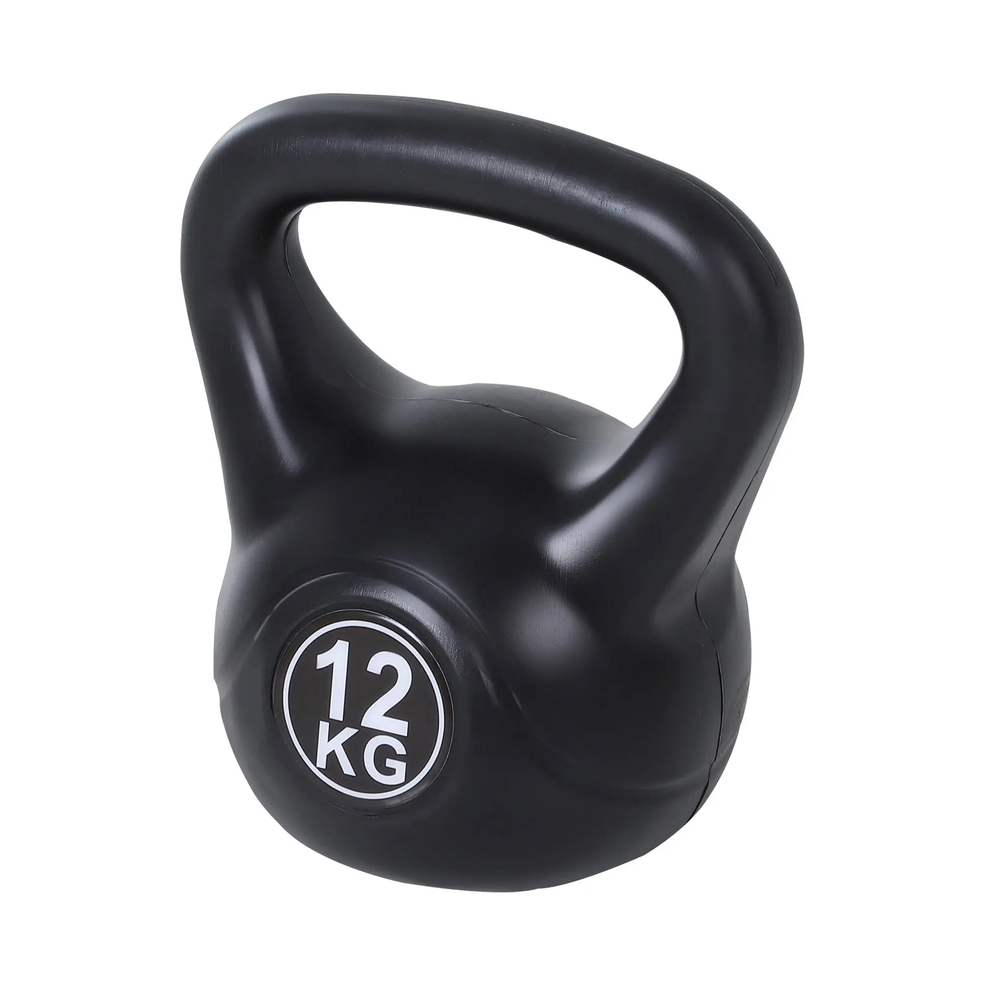 12 kg Kettlebell Fitness Sand Filled Russian Weight with Wide Non-Slip Handle for Home and Gym Exercise and Training 27x21x31 cm Black