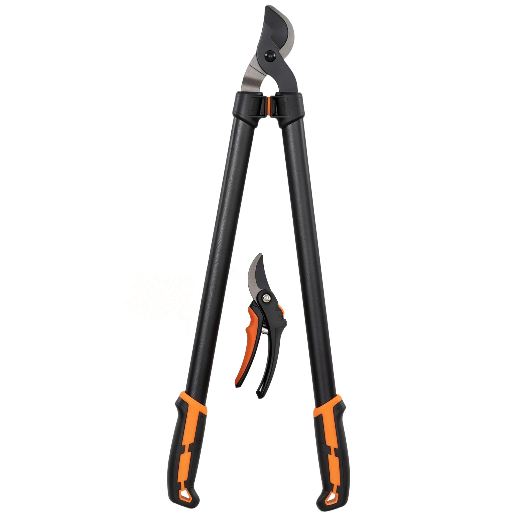 Outsunny 2‑teiliges Gartenscheren‑Set – Astschere 69,6 cm & Gartenschere, Softgrip‑Griffe, Sicherheitsverschluss, Orange