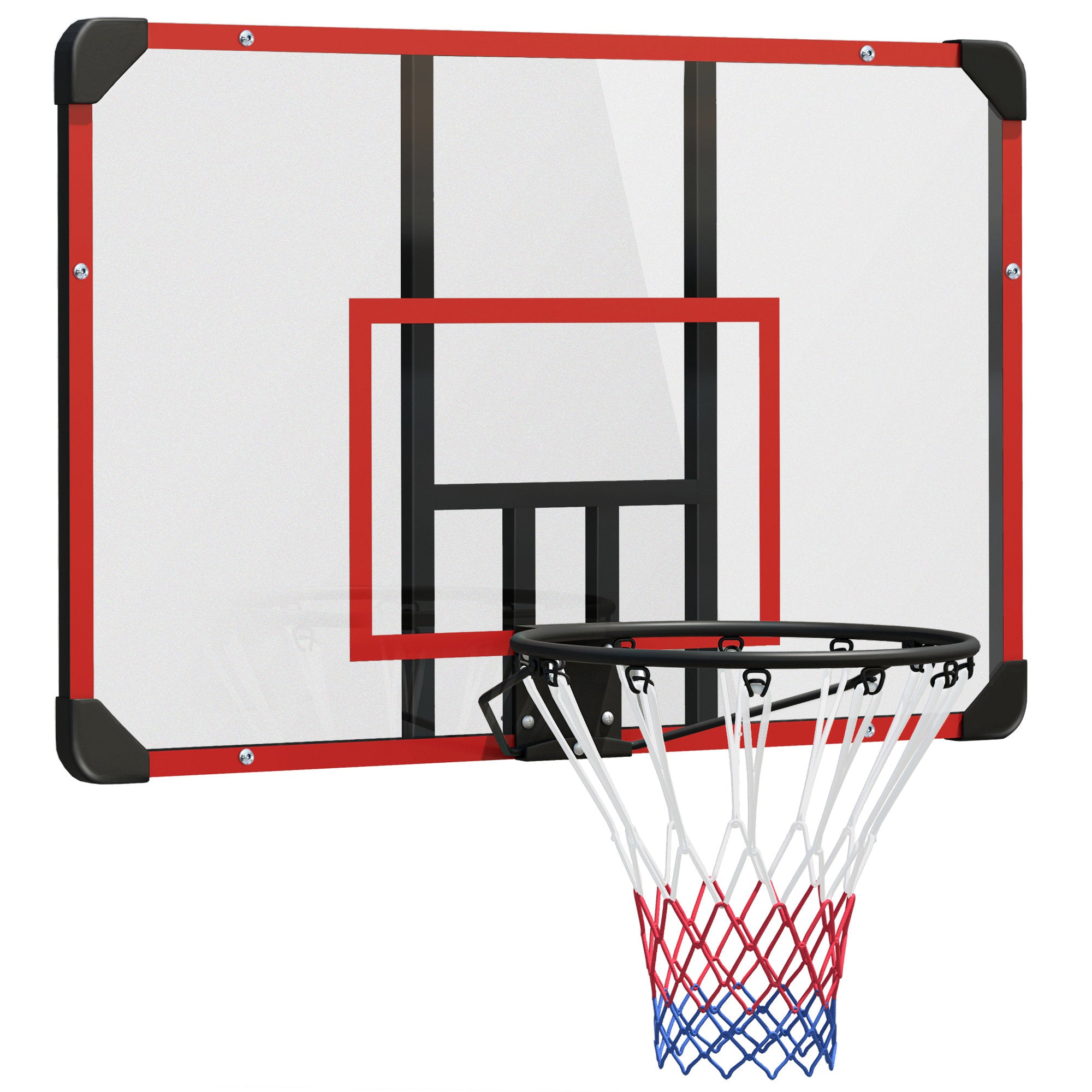 SPORTNOW Basketball Hoop with Backboard, Outdoor Basketball Board with ?45 cm Steel Rim and Net, Wall Mount, Basketball Board for Kids Teenagers Adults, Red