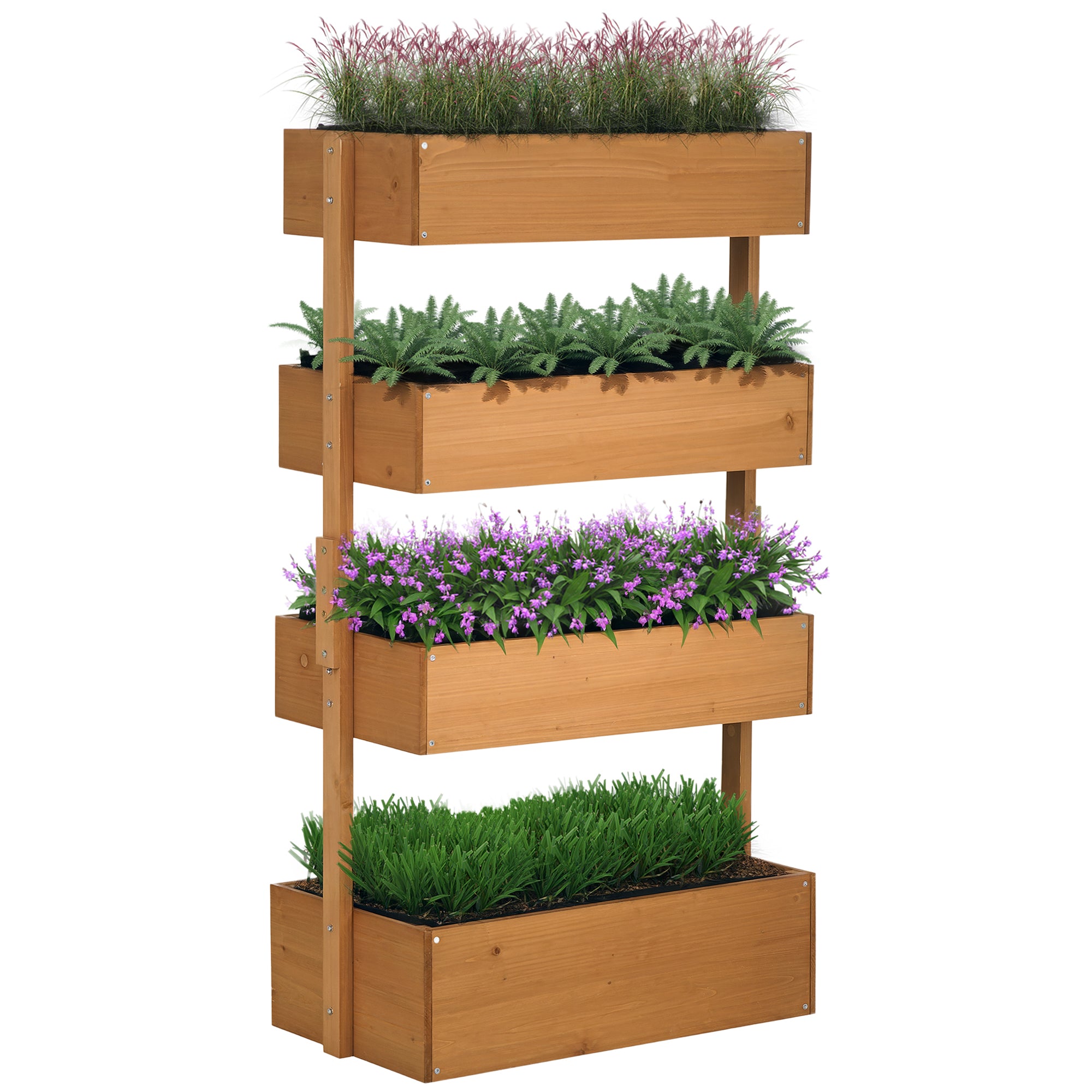 Outsunny 4‑stufiges erhöhtes Holz-Hochbeet – Orange, platzsparender Vertikalgarten (80 × 45 × 142 cm)