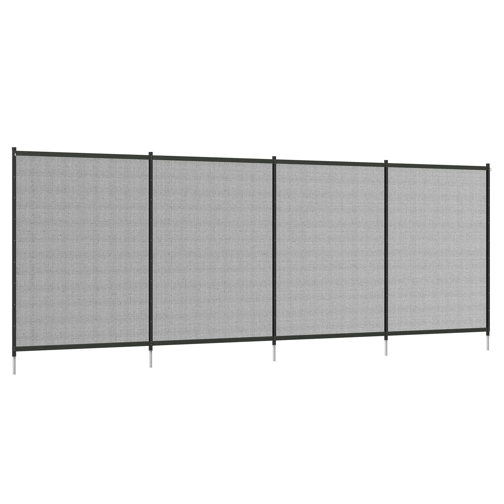 Pond Fence, 365 x 126 cm Garden Fence, Set of 4 Decorative Pool Fences with Foot Stepping Fence for Terrace, Balcony, Mesh, Black