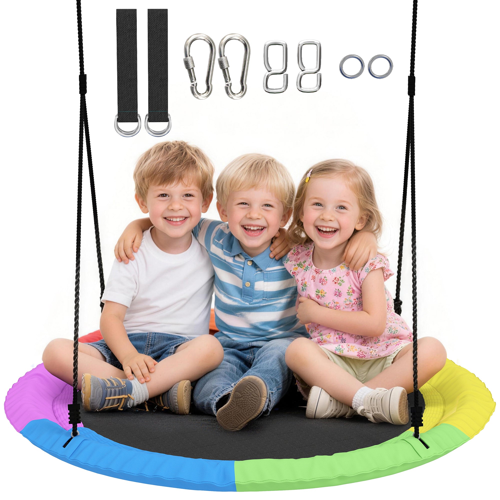 39.4" Adjustable Nest Swing ?100 cm — Heavy-Duty Hanging Swing for Kids & Adults, Up to 661 lb, Indoor/Outdoor, Multicolor