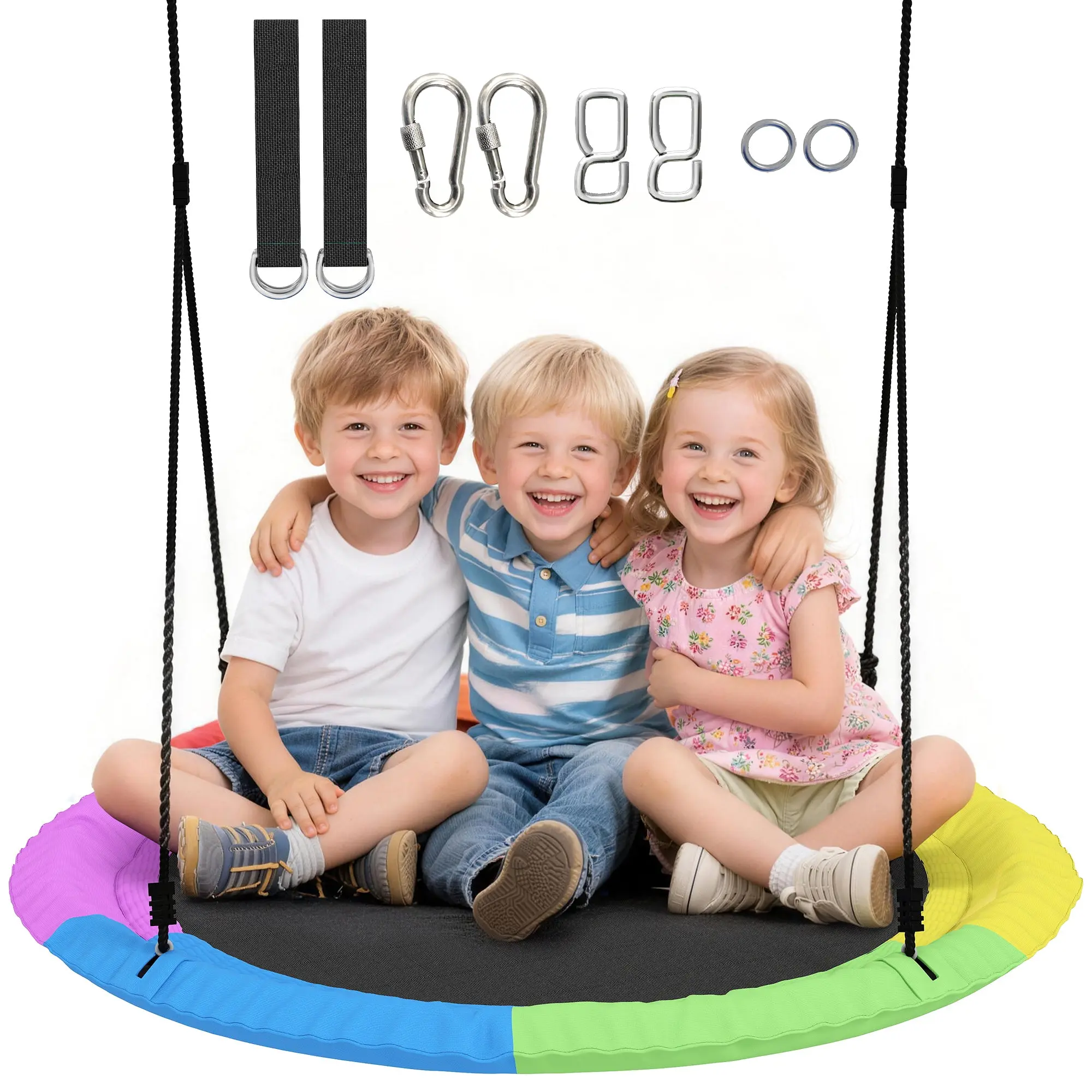 39.4" Adjustable Nest Swing ?100 cm — Heavy-Duty Hanging Swing for Kids & Adults, Up to 661 lb, Indoor/Outdoor, Multicolor