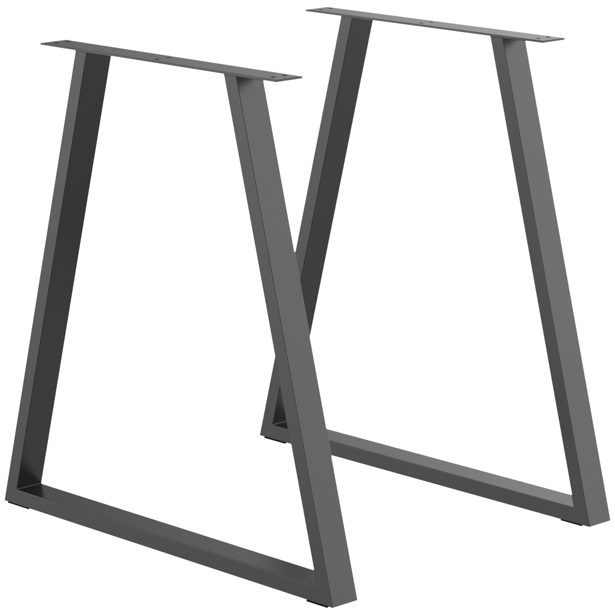HOMCOM Bordben, Sæt med 2 Bordbaser, Trapezoidale Møbelben i Stål, 70 x 72 cm Bordramme til Spisebord, Kaffebord, Skrivebord, Stål, Sort