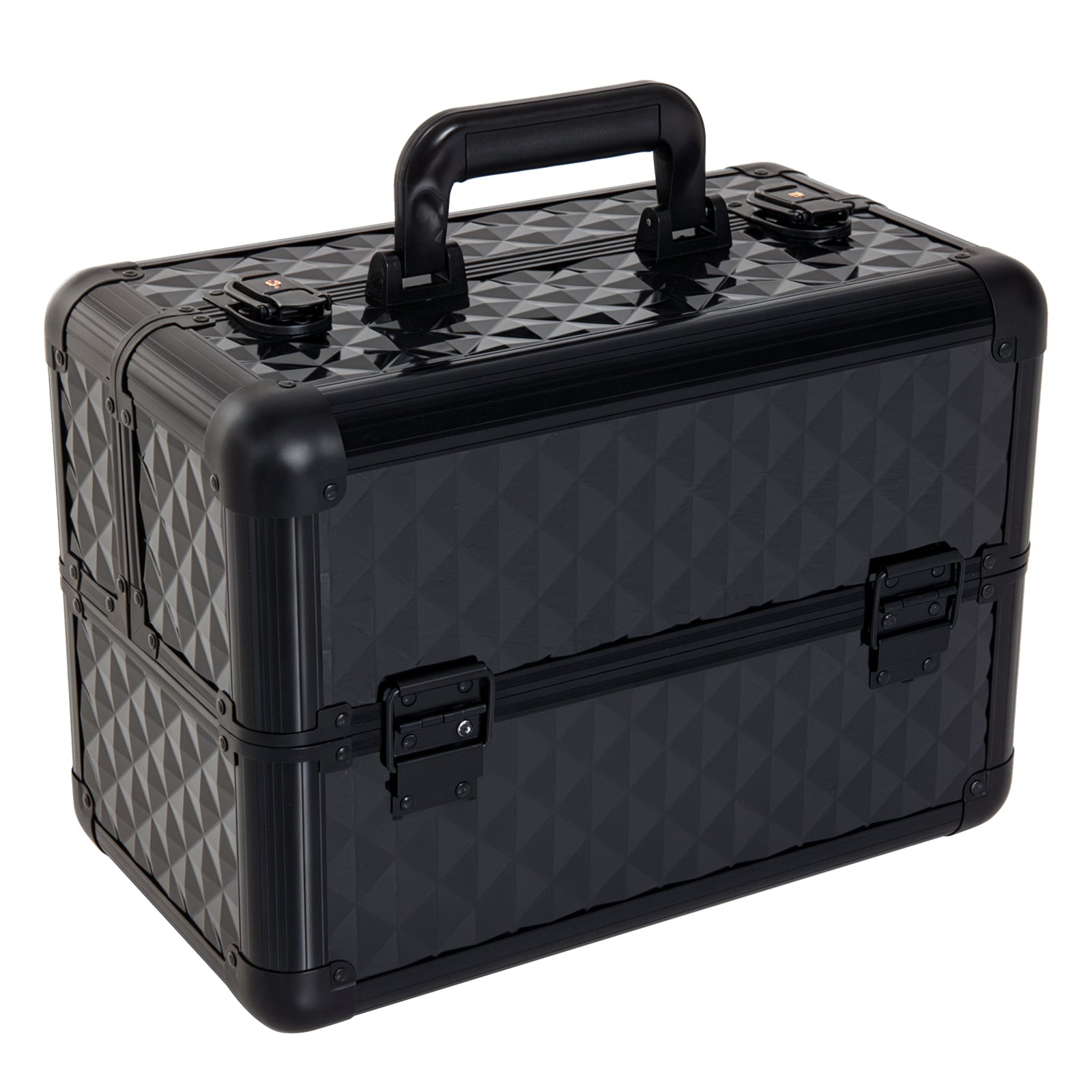 HOMCOM Make-Up-Box Kosmetik Organizer Professionelle Schönheitsbox Tragbar 4 Ebenen 35,5x20x25,5cm Aluminium