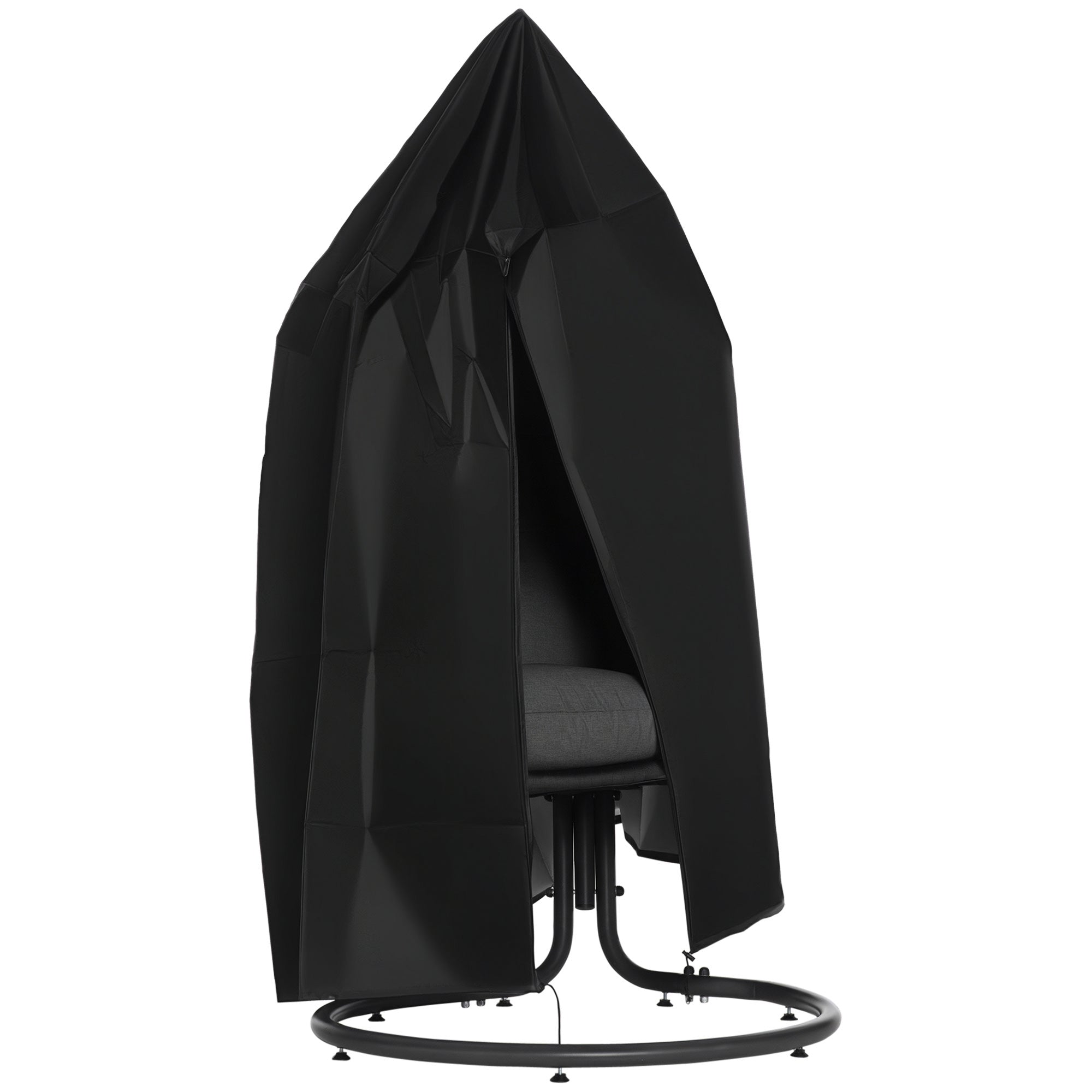 Hanging Chair Cover Waterproof Windproof Protective Cover with Zipper 210D Oxford Covers for Hanging Basket Swing Chair Hammock ?115 x 190H cm Black