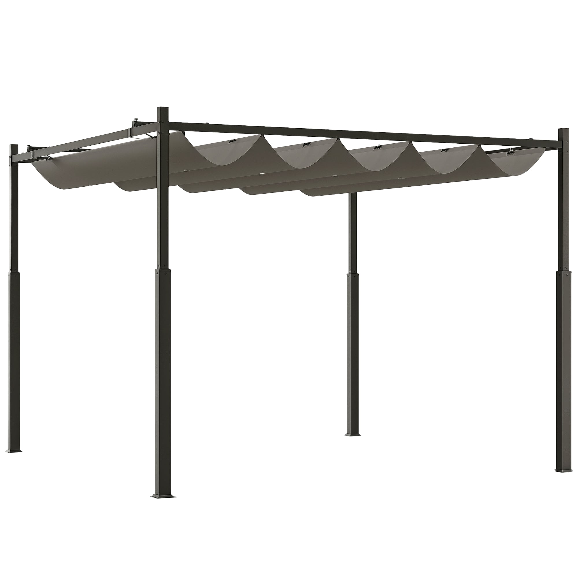 Outsunny ausfahrbare Pergola 3 × 3 m – 180 g/m² Polyester, UPF30+, Magnetverschluss, Grau