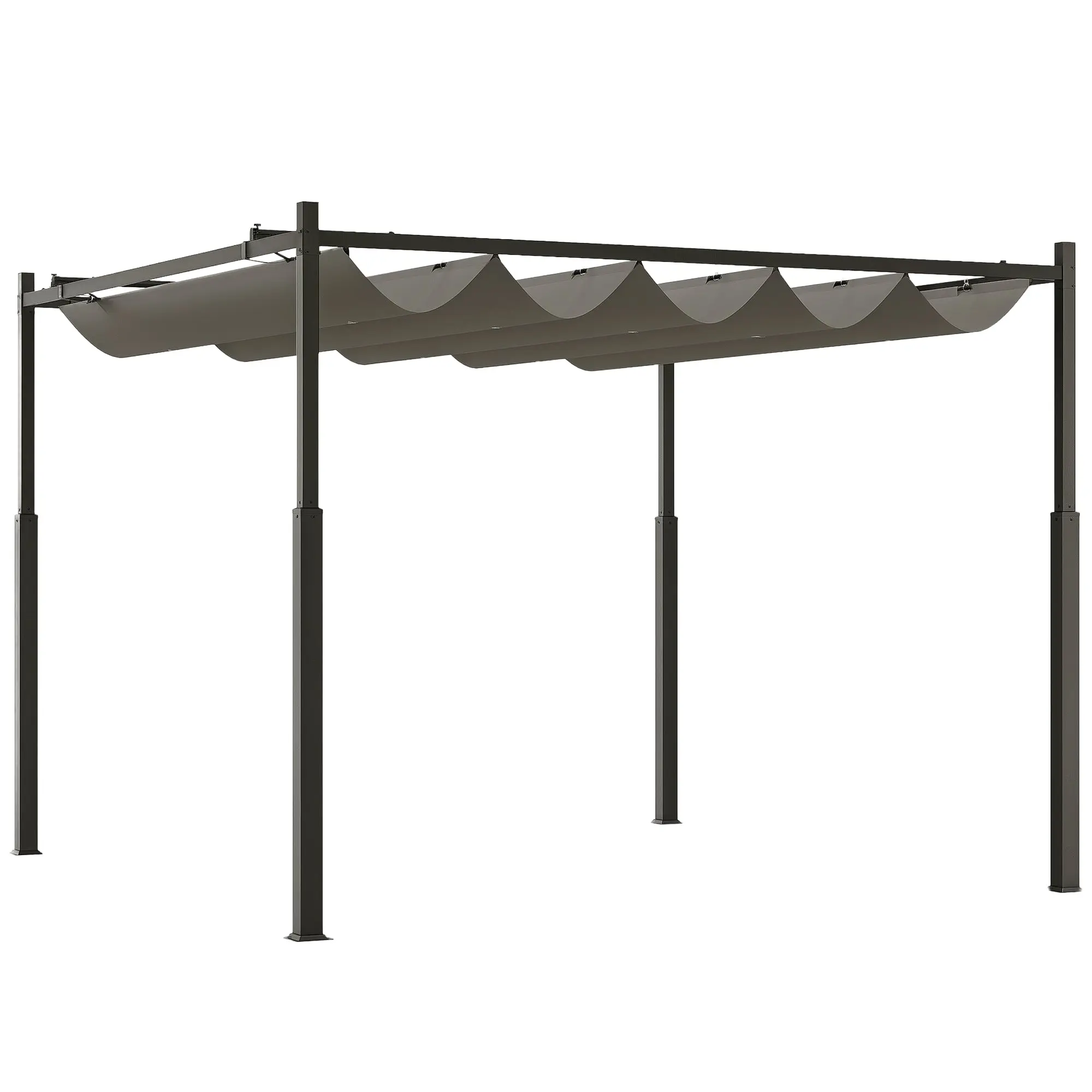 Retractable Pergola 3 x 3 m (approx. 9'9" x 9'9") – 180 gsm Polyester, UPF30+, Magnetic Fixing, Gray