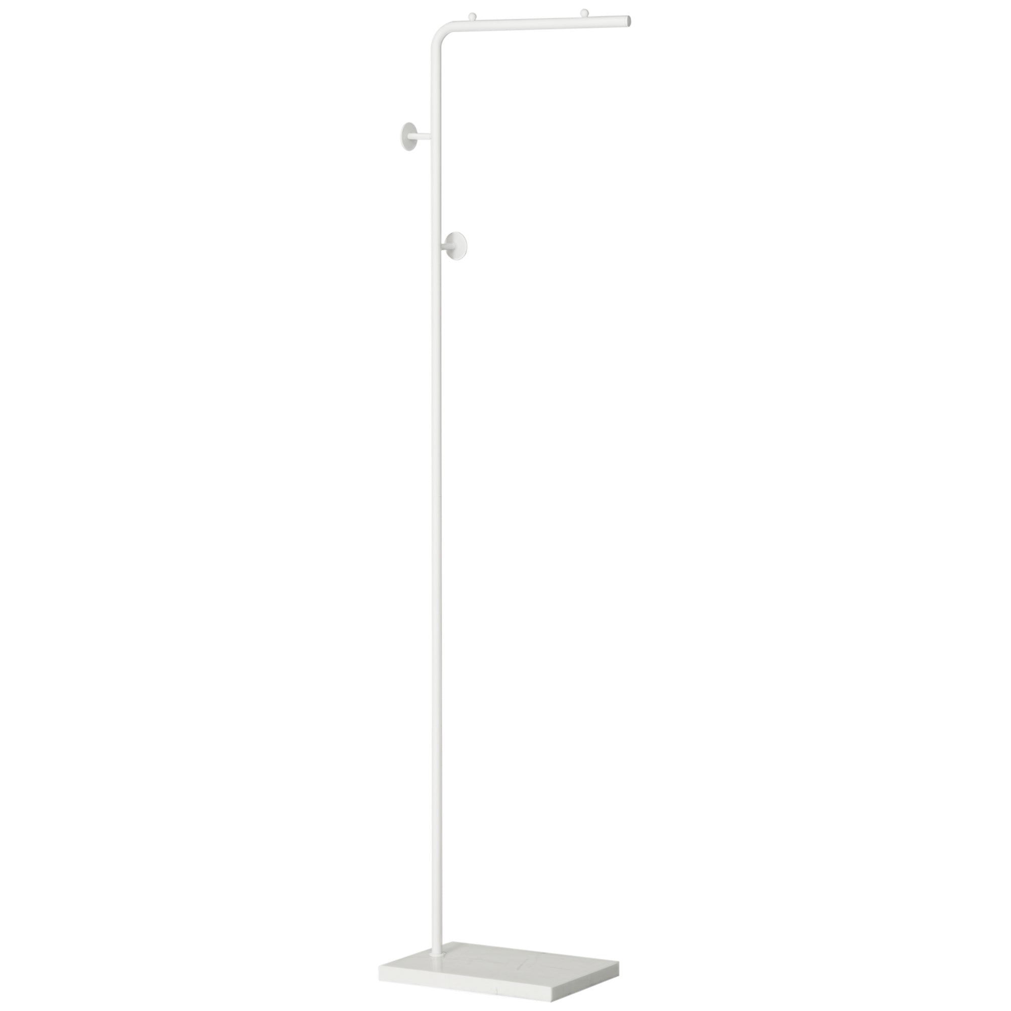 HOMCOM Kengäteline Marmoripohjalla Moderni Vaatesäilytys 2 Pyöreällä Koukuilla Makuu- ja Eteistiloihin 35x25x170 cm Valkoinen