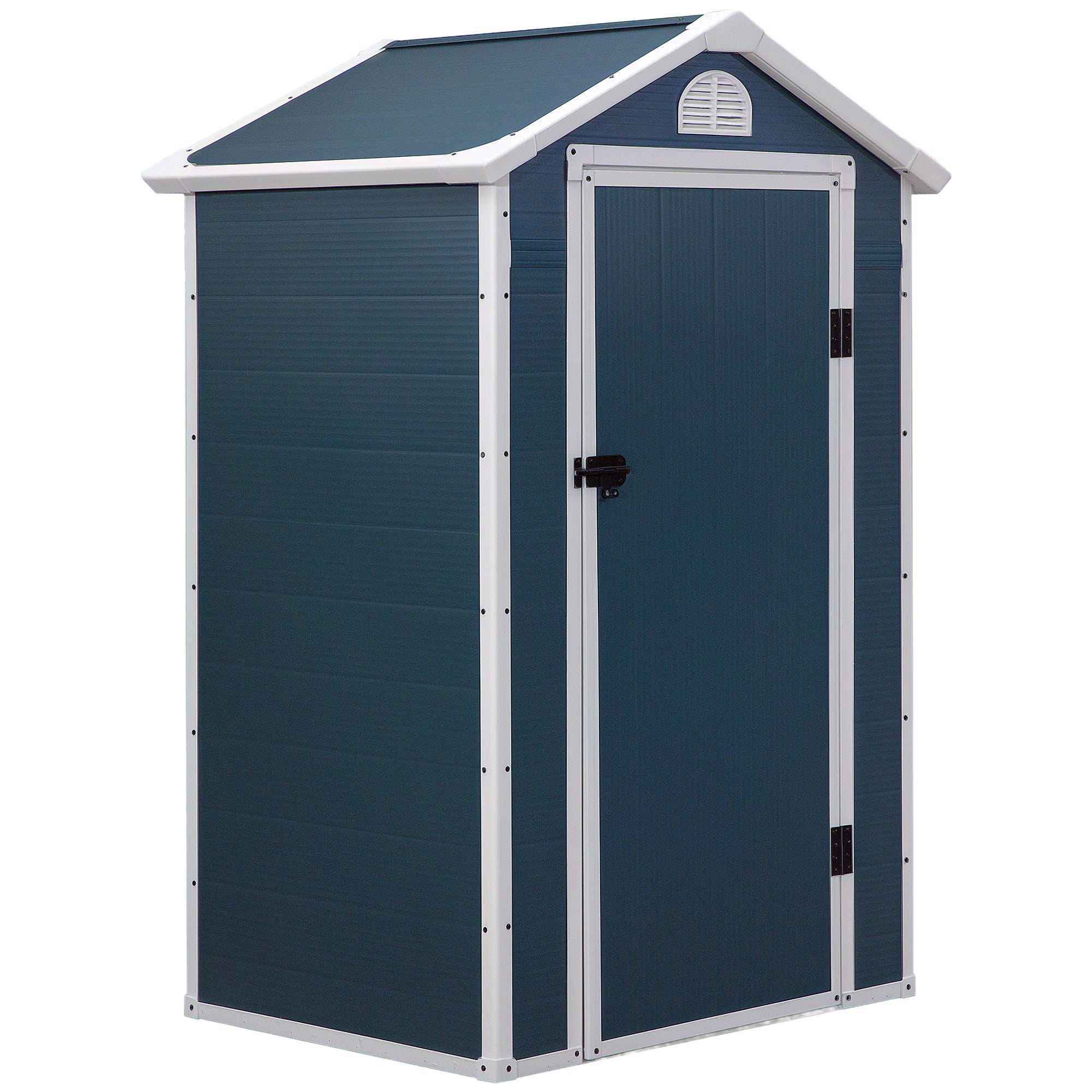 Outsunny Plastist Tööriistade Laoks 1.9m² 134x104x204cm Varjualune Kaldekatuse Uks Weatherproof Aednik Sisehoidja Aed Alale Tumehall